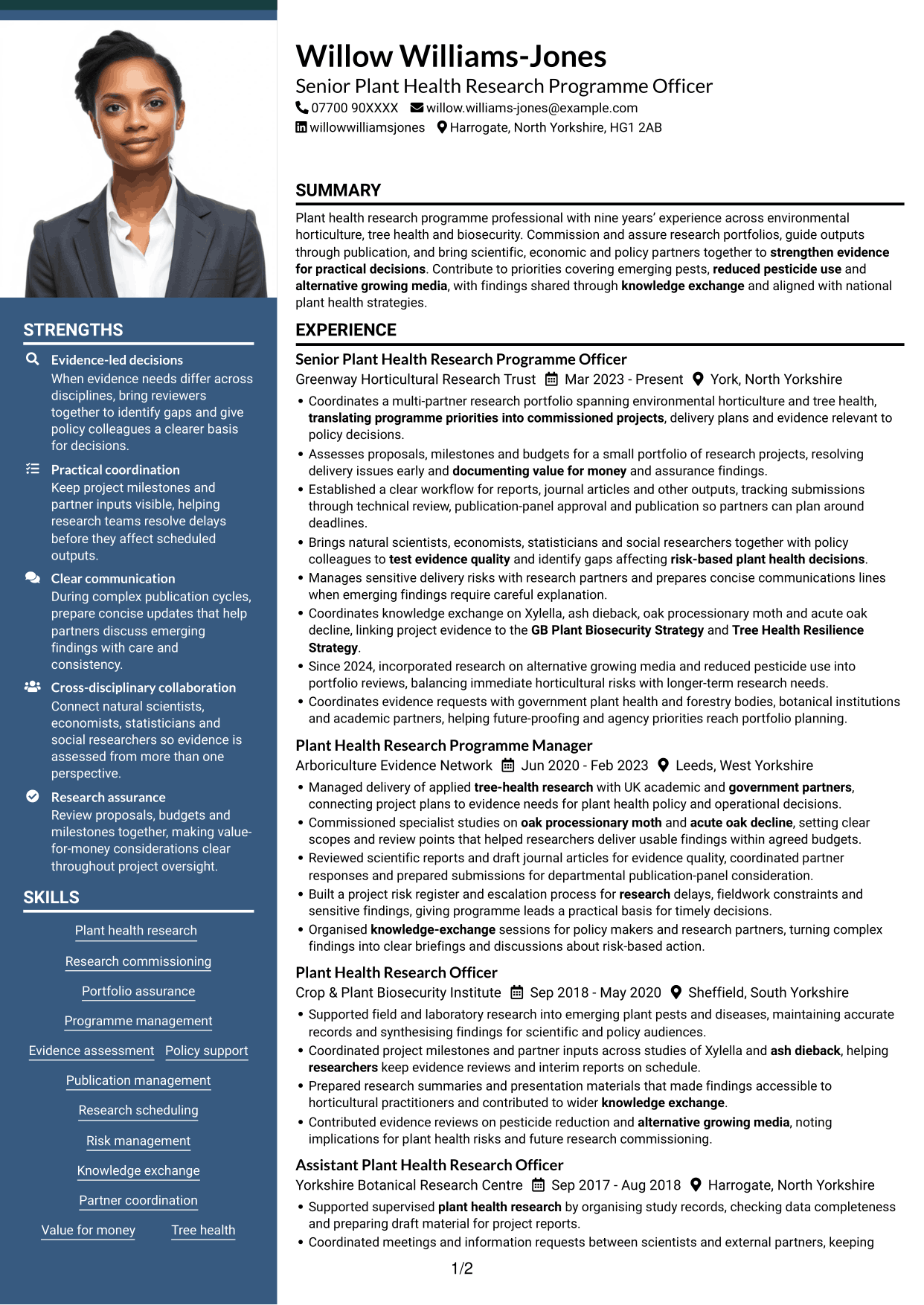 CV example — page 1