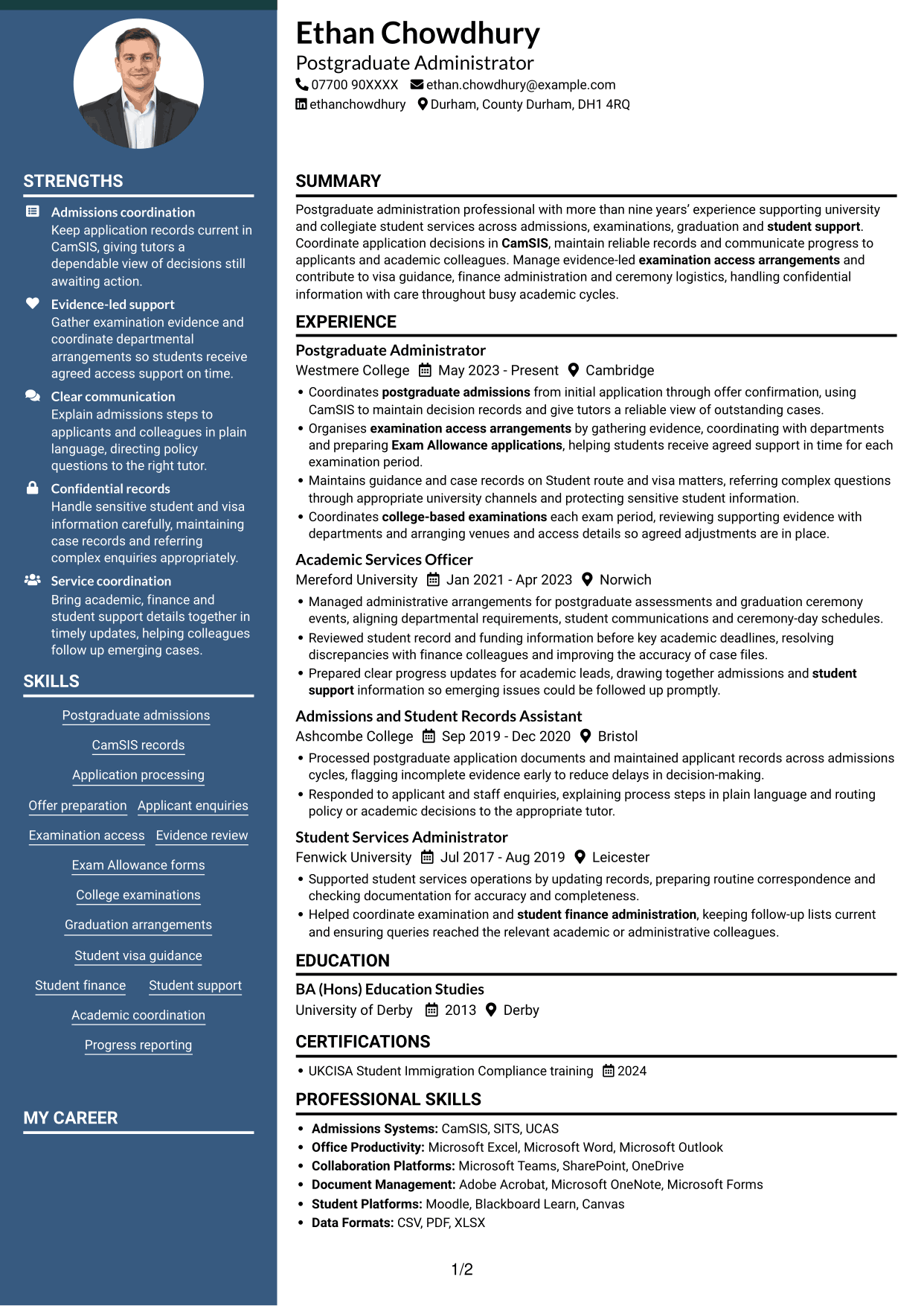 CV example — page 1