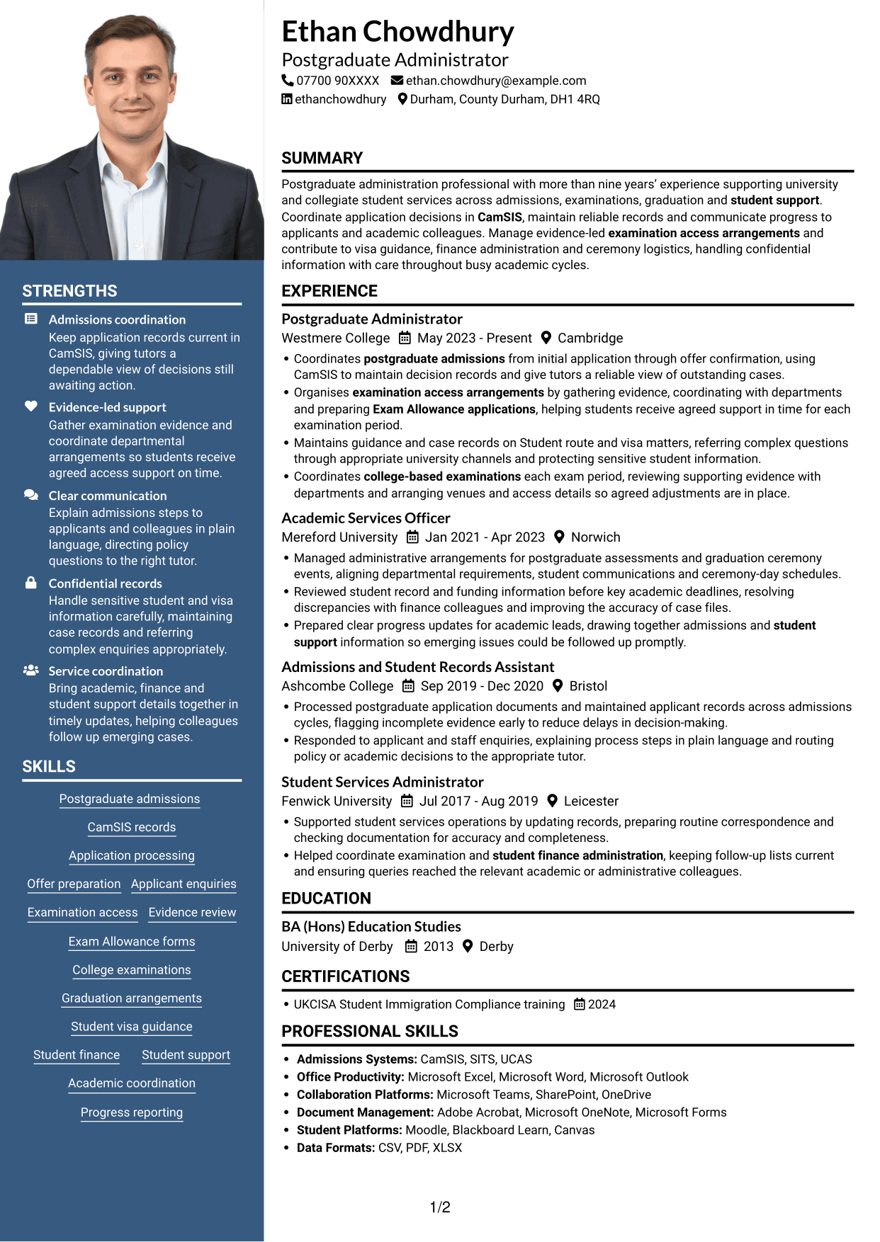 CV example — page 1