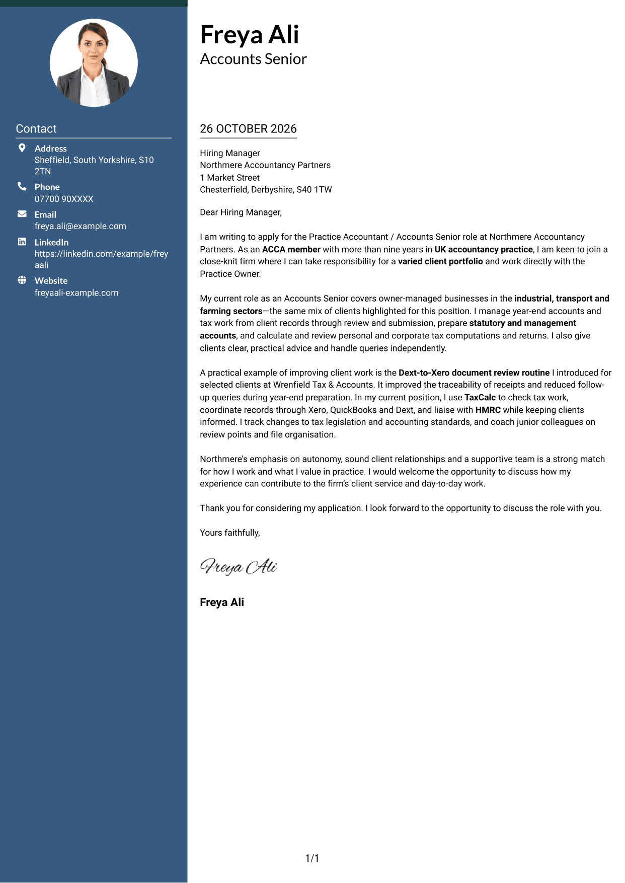 Cover letter example — page 1