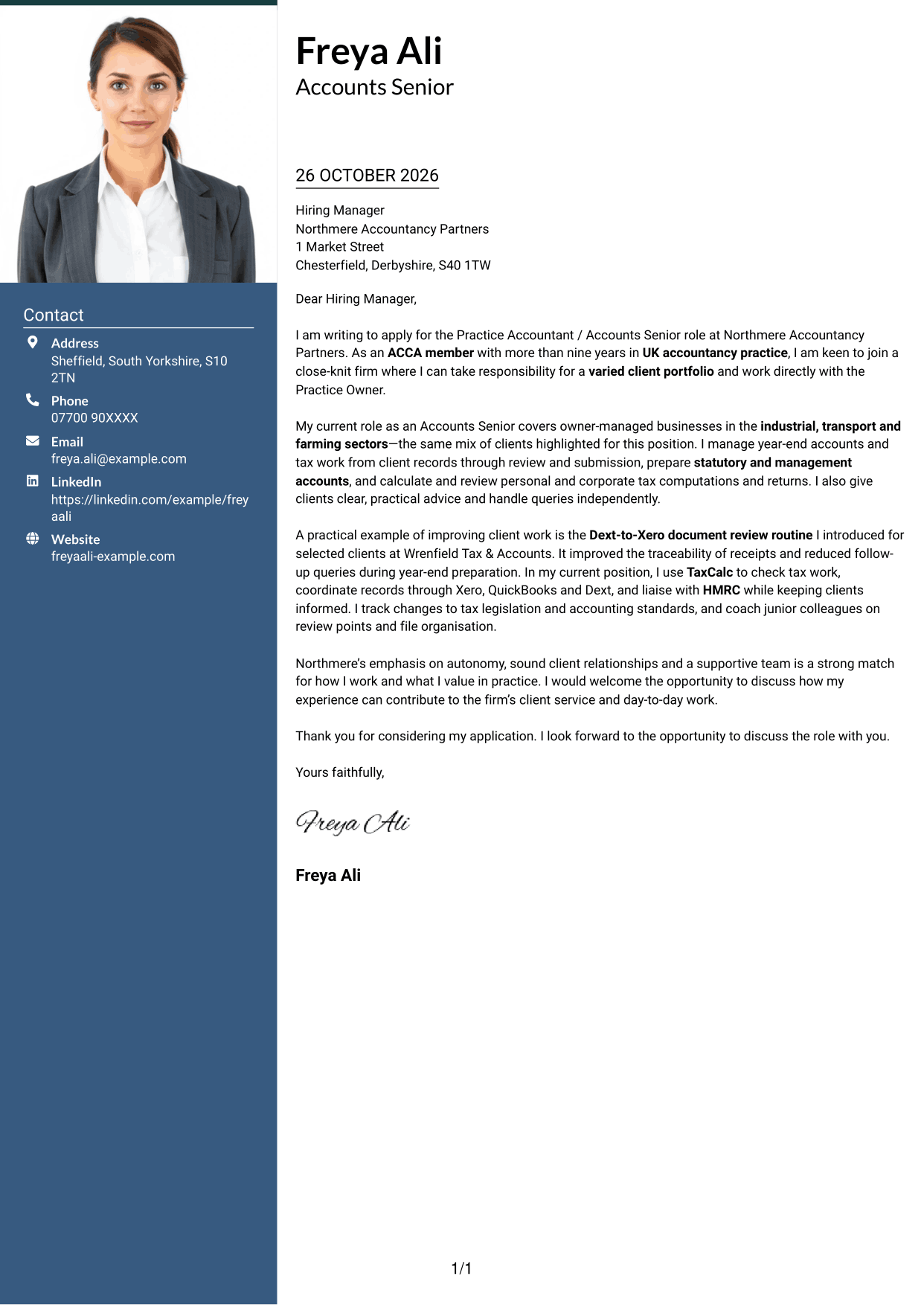 Cover letter example — page 1