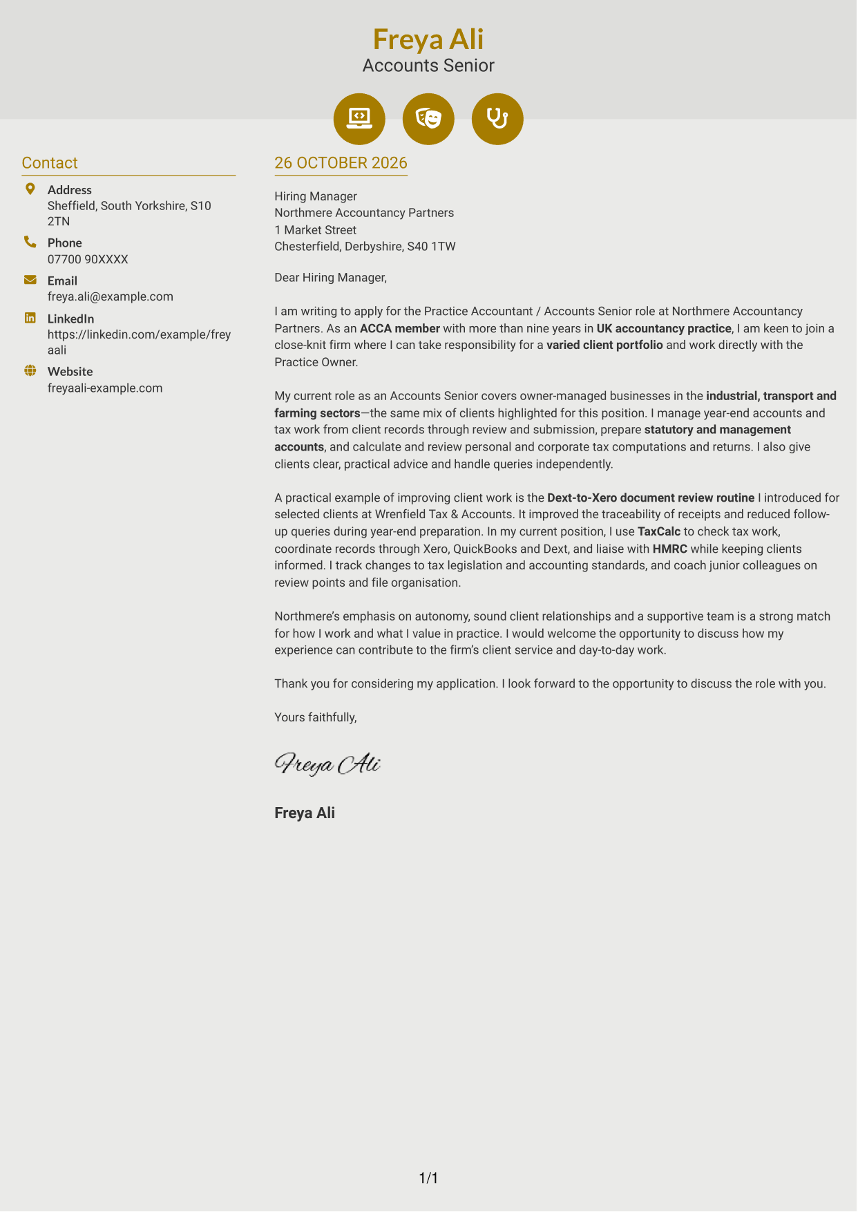 Cover letter example — page 1