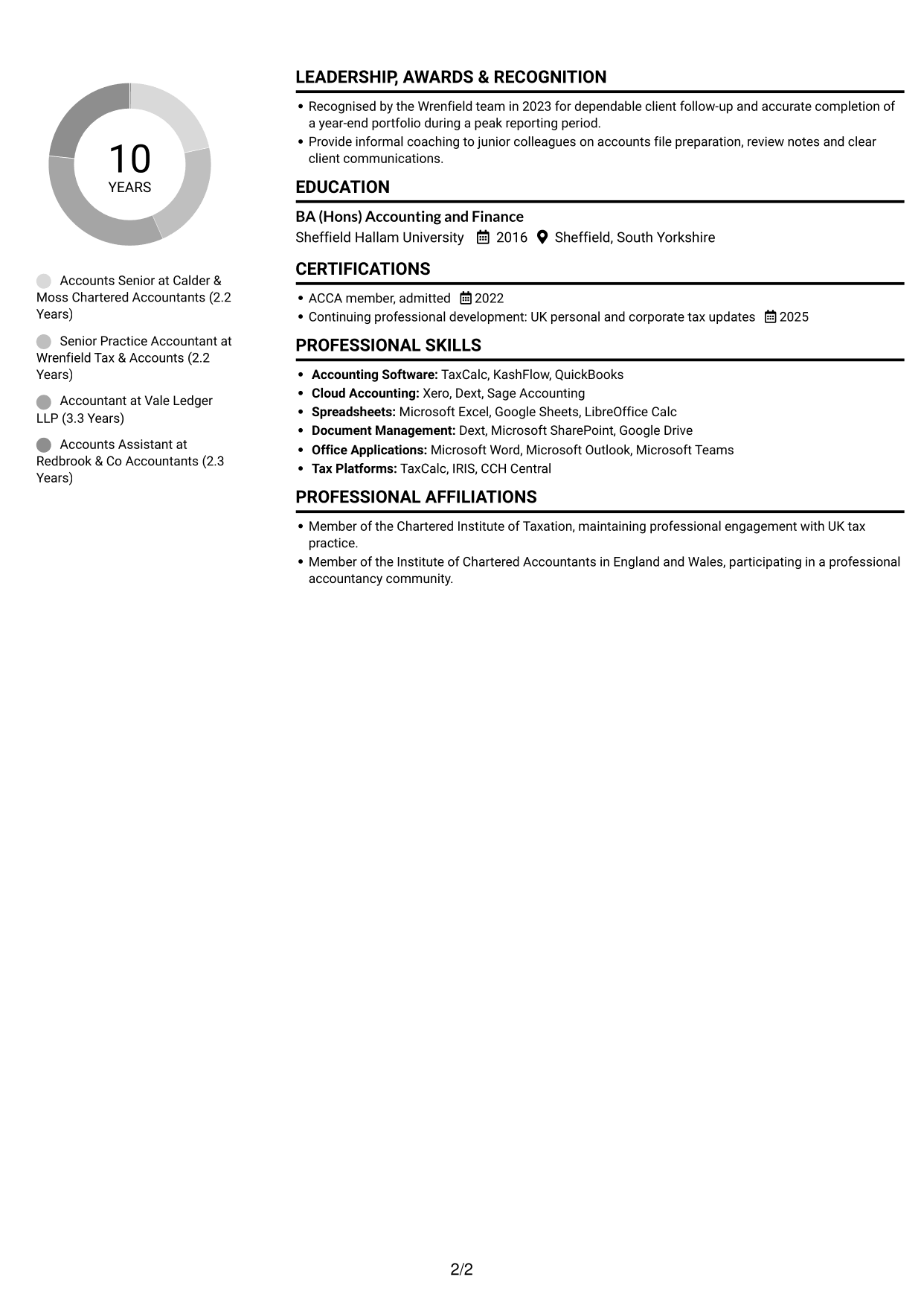 CV example — page 2