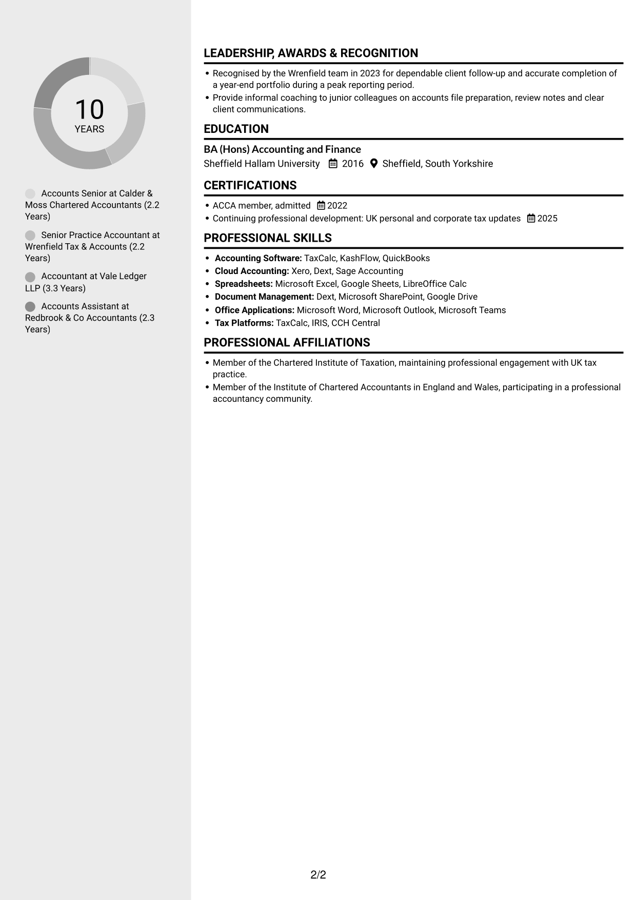 CV example — page 2