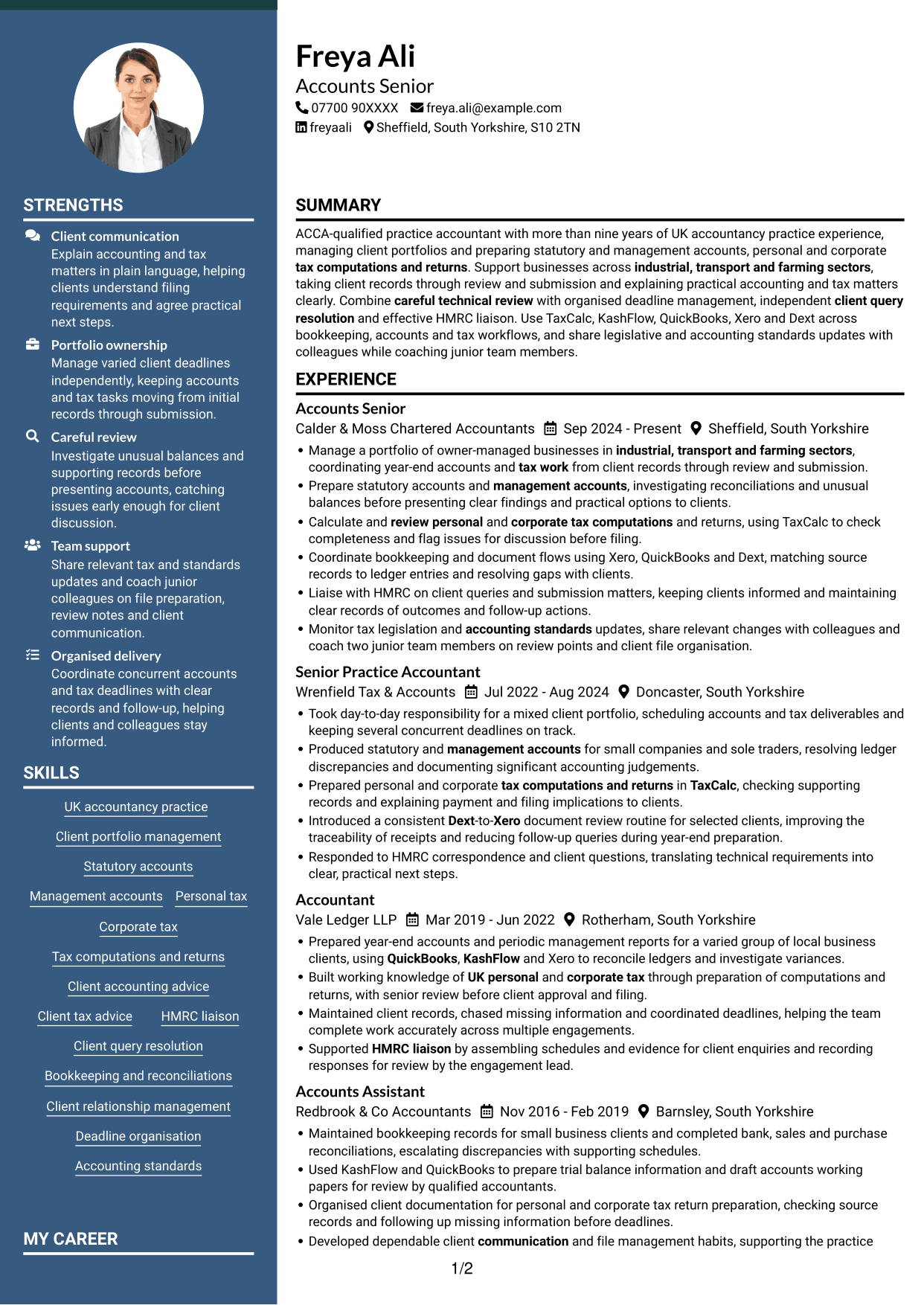 CV example — page 1