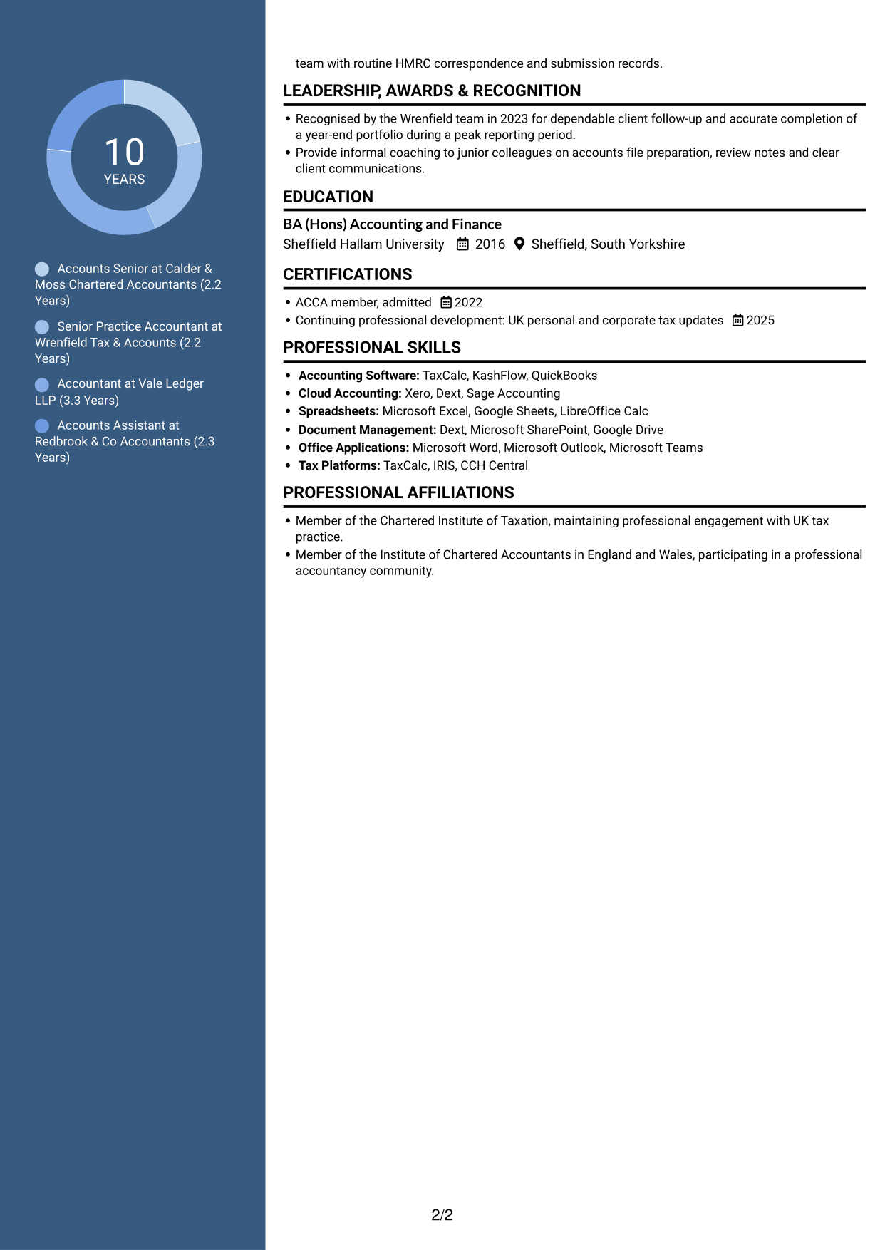 CV example — page 2