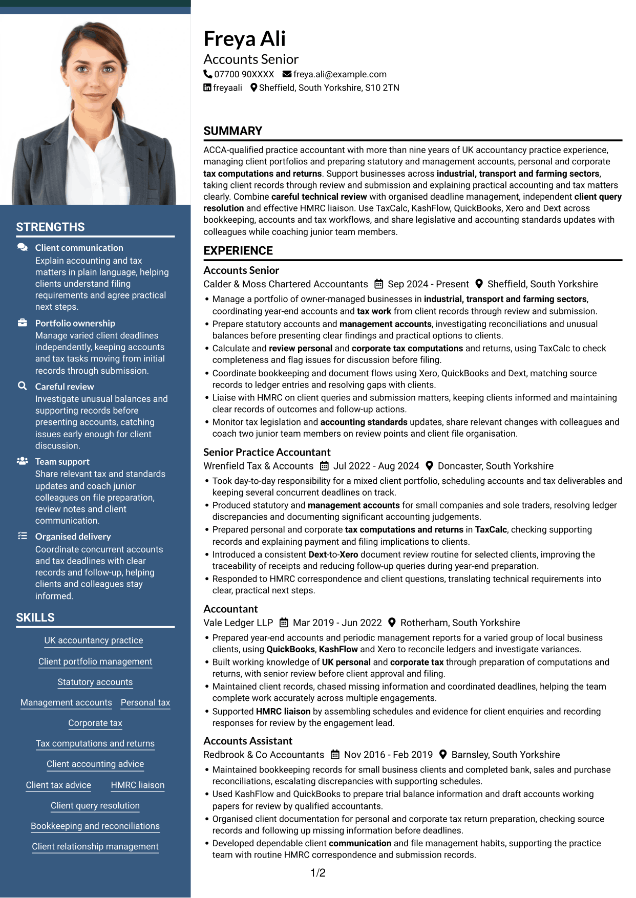 CV example — page 1