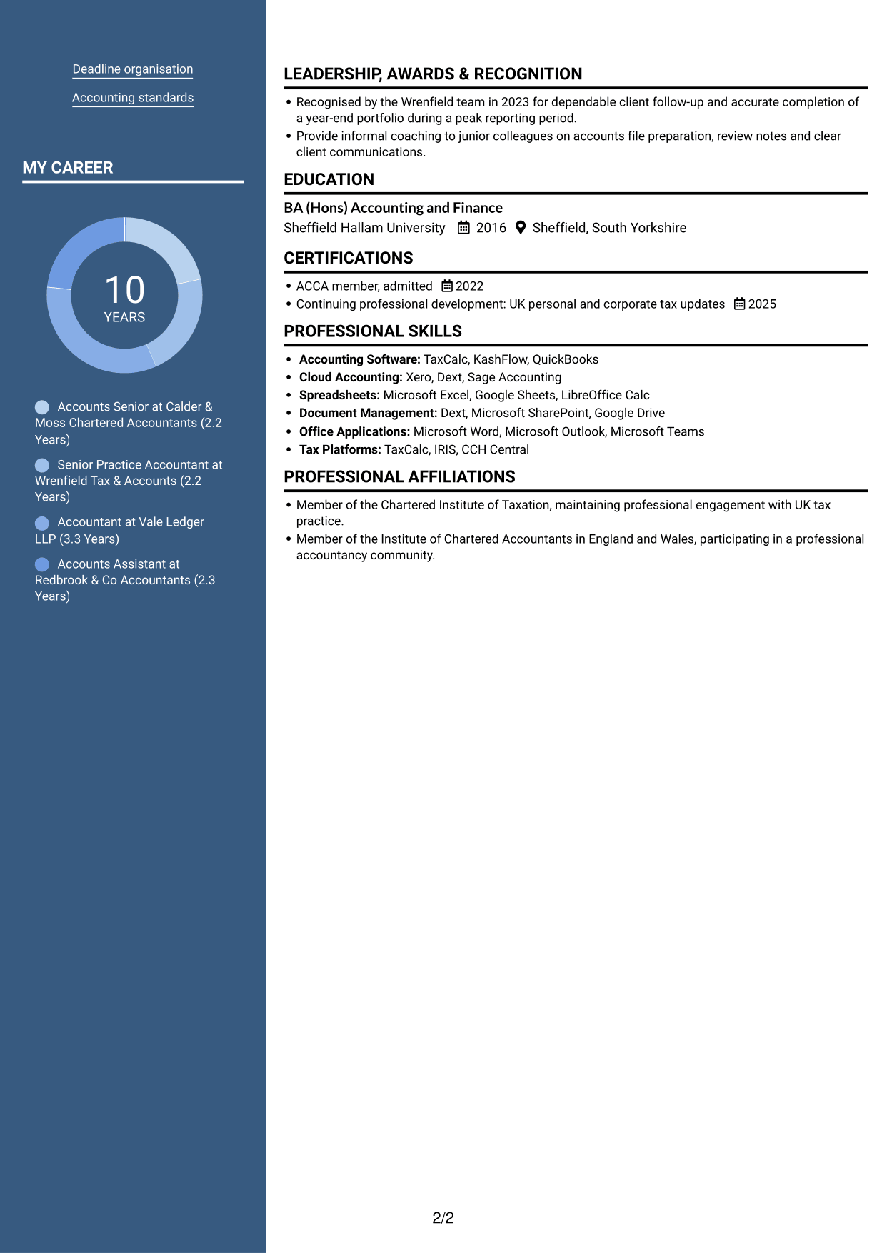 CV example — page 2