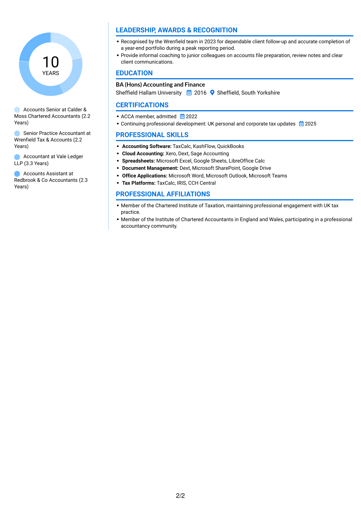 CV example — page 2