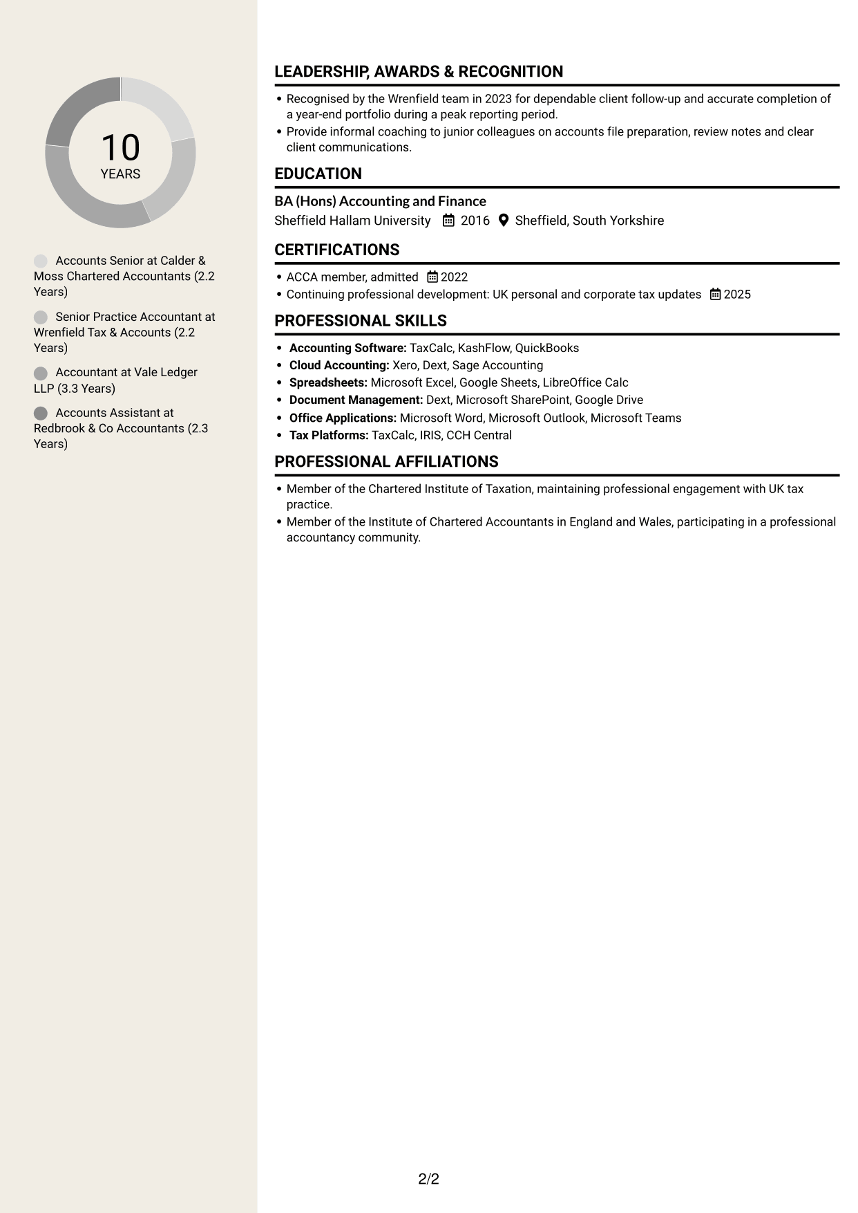 CV example — page 2