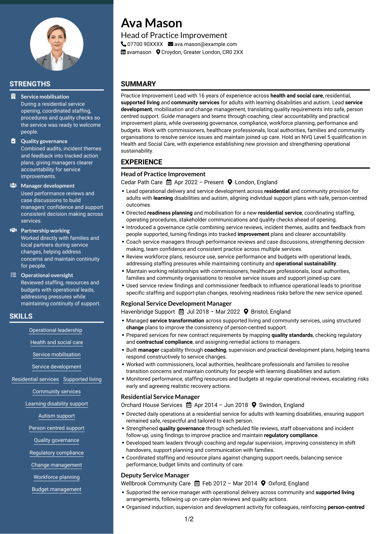 CV example — page 1
