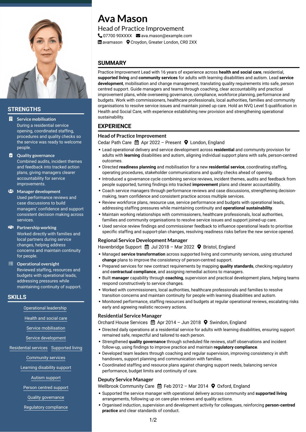 CV example — page 1