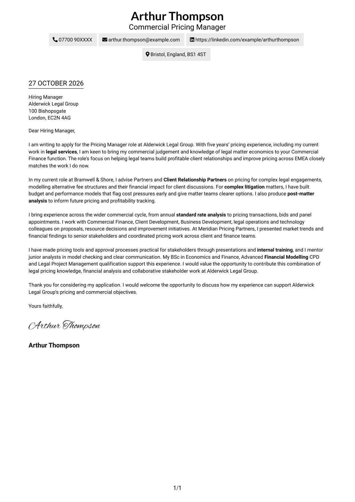 Cover letter example — page 1