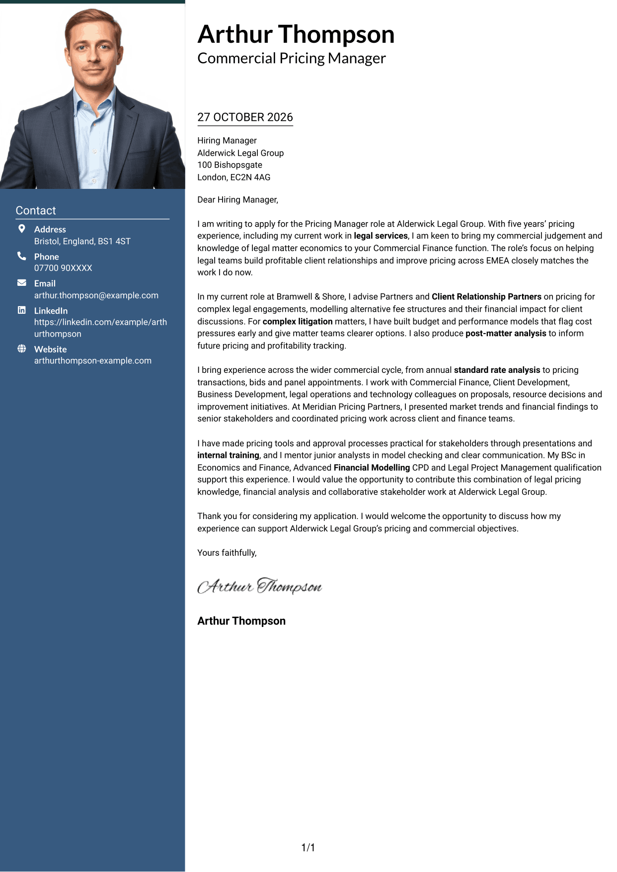 Cover letter example — page 1