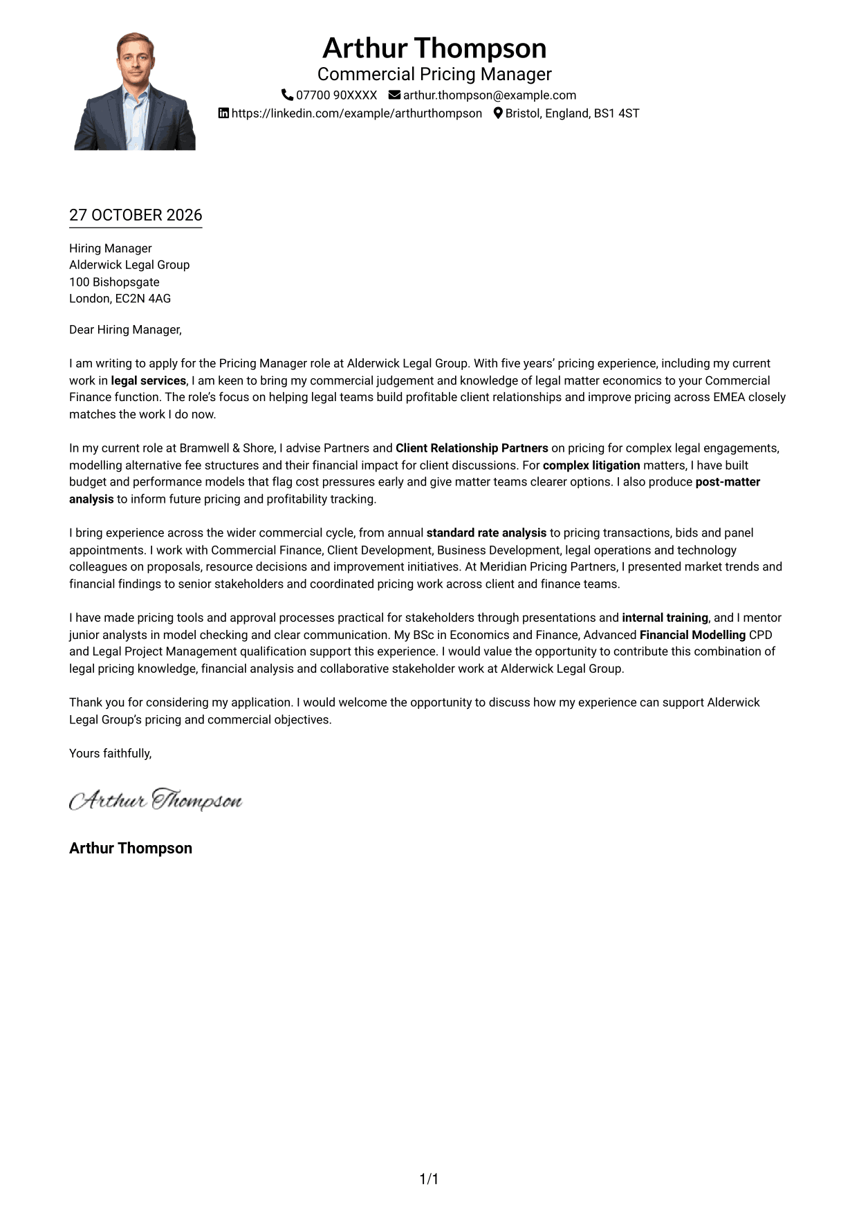 Cover letter example — page 1