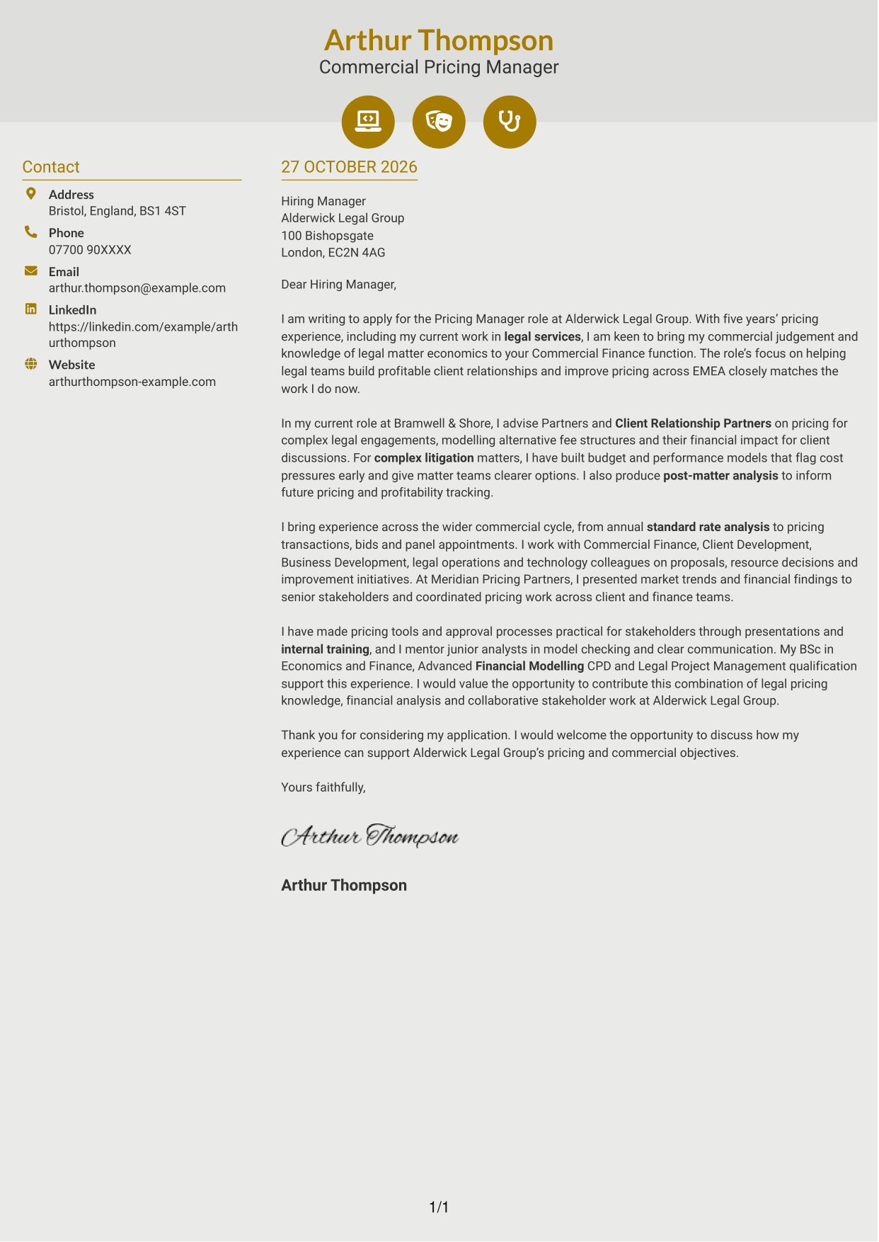 Cover letter example — page 1