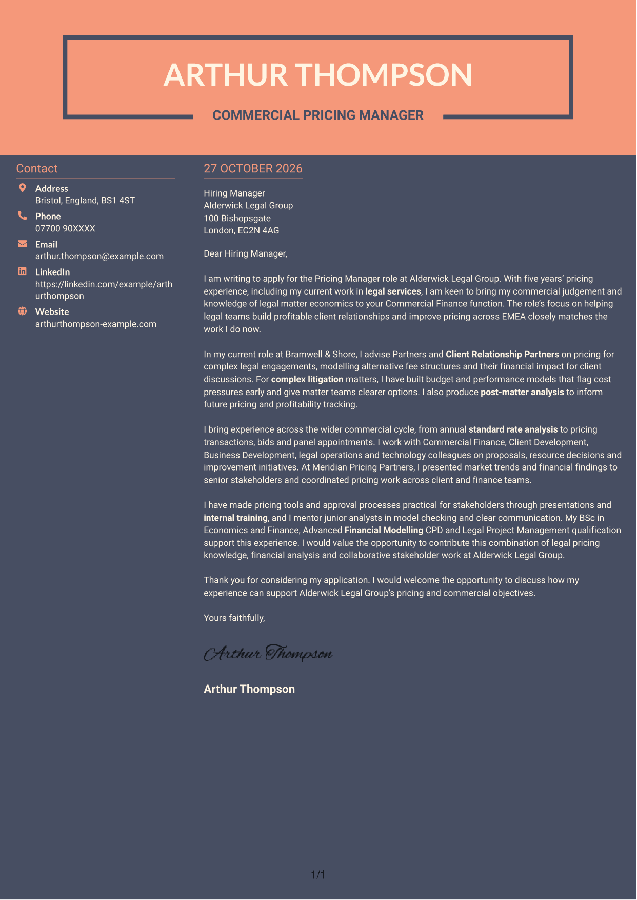Cover letter example — page 1