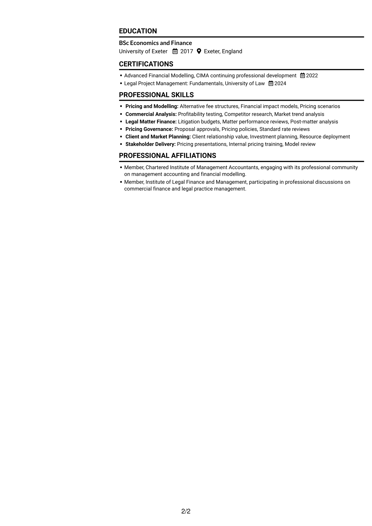 CV example — page 2
