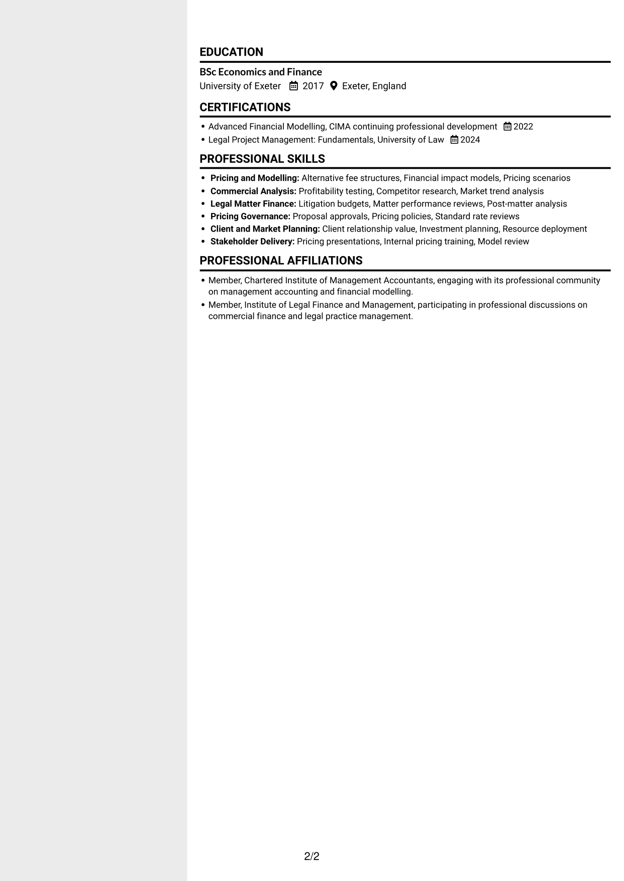 CV example — page 2