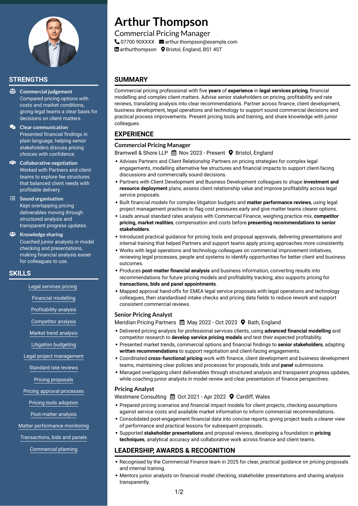 CV example — page 1