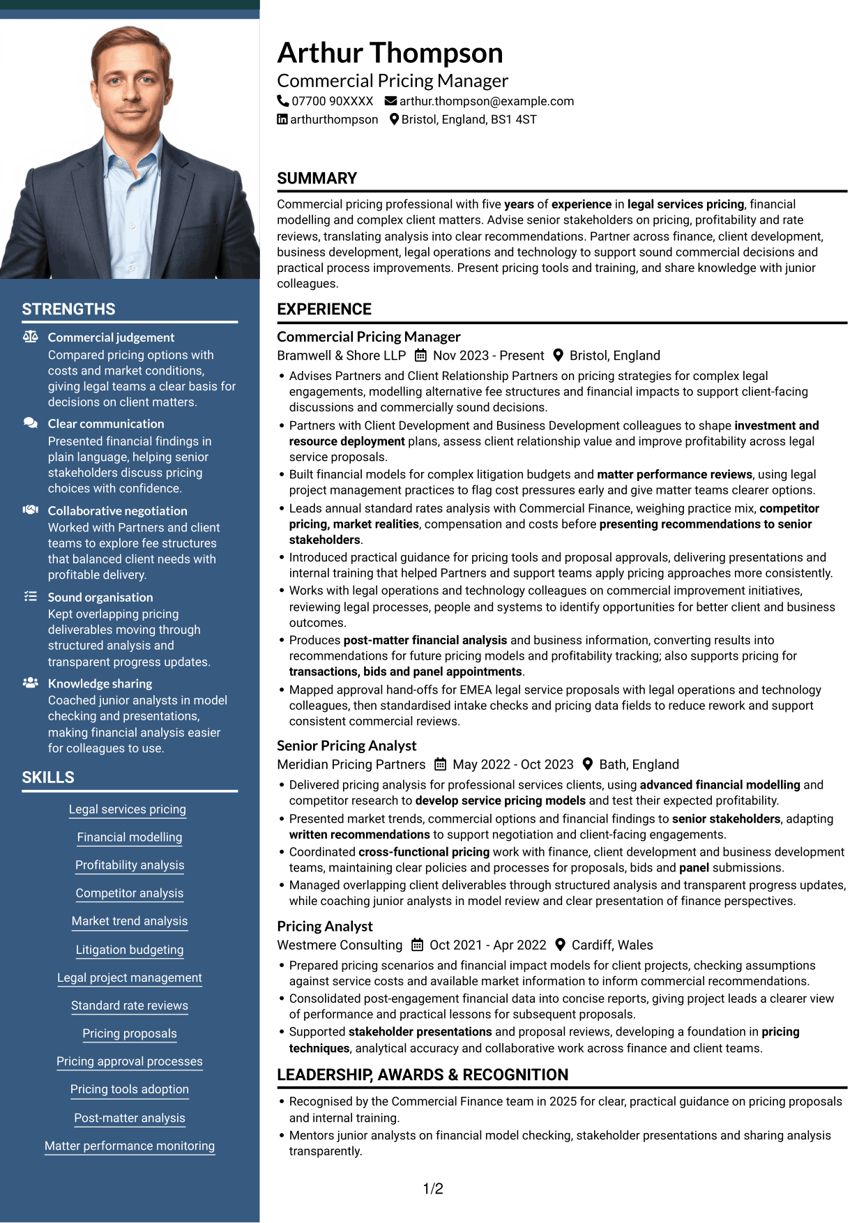 CV example — page 1