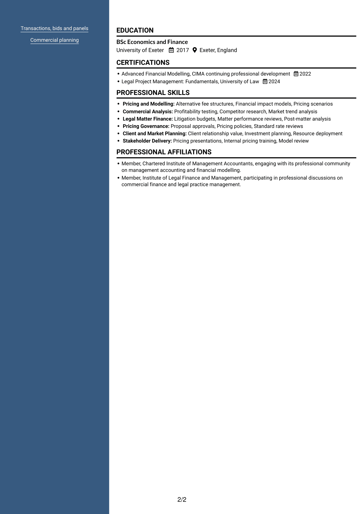 CV example — page 2