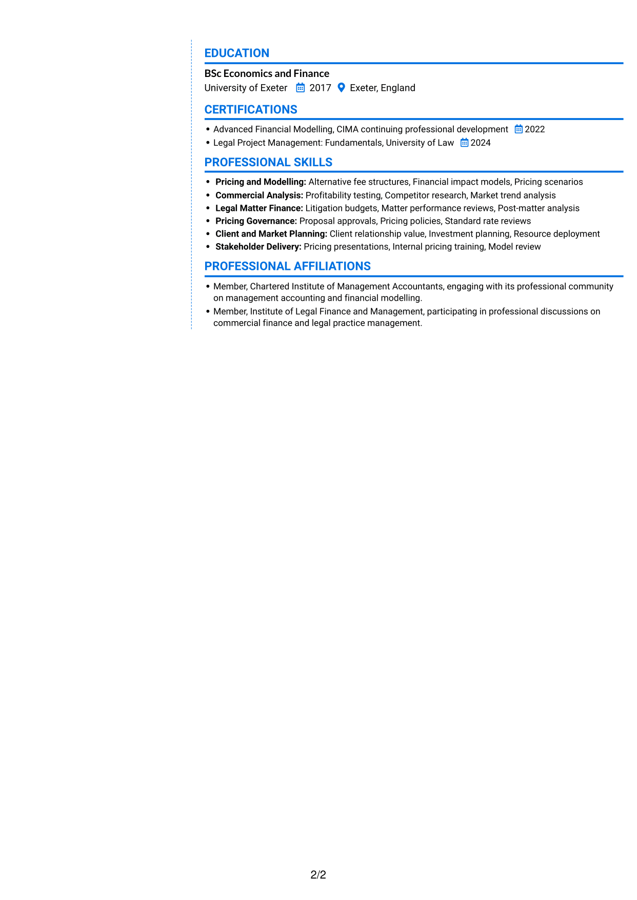 CV example — page 2