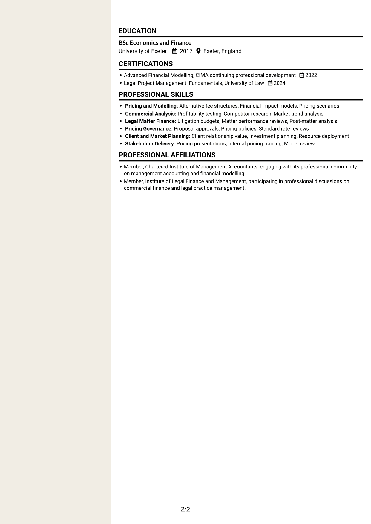 CV example — page 2