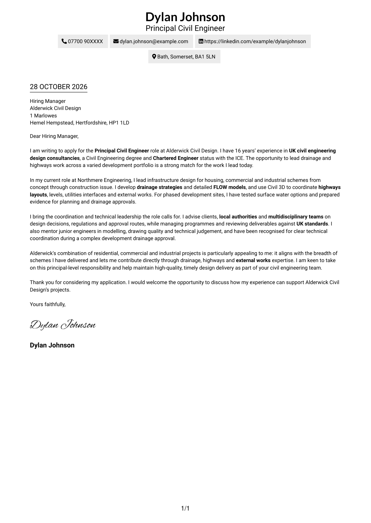 Cover letter example — page 1
