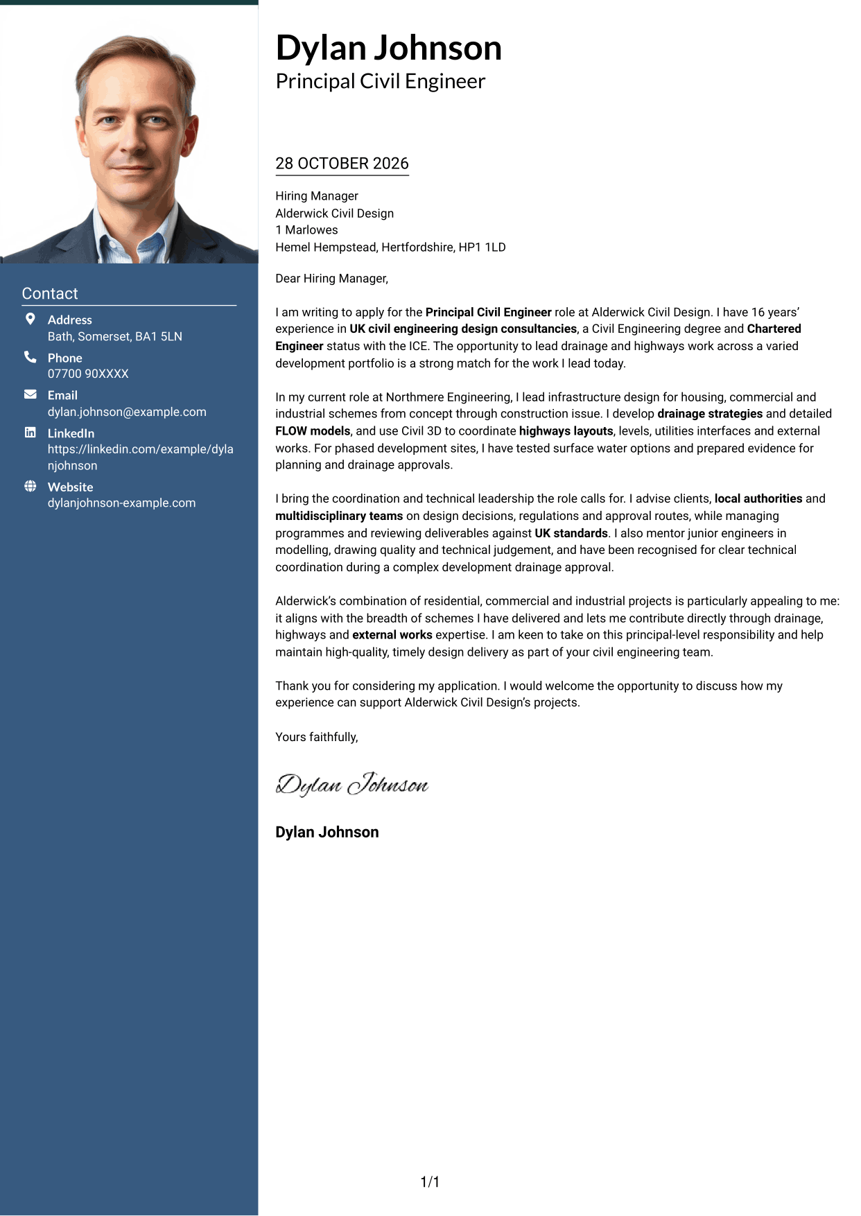 Cover letter example — page 1