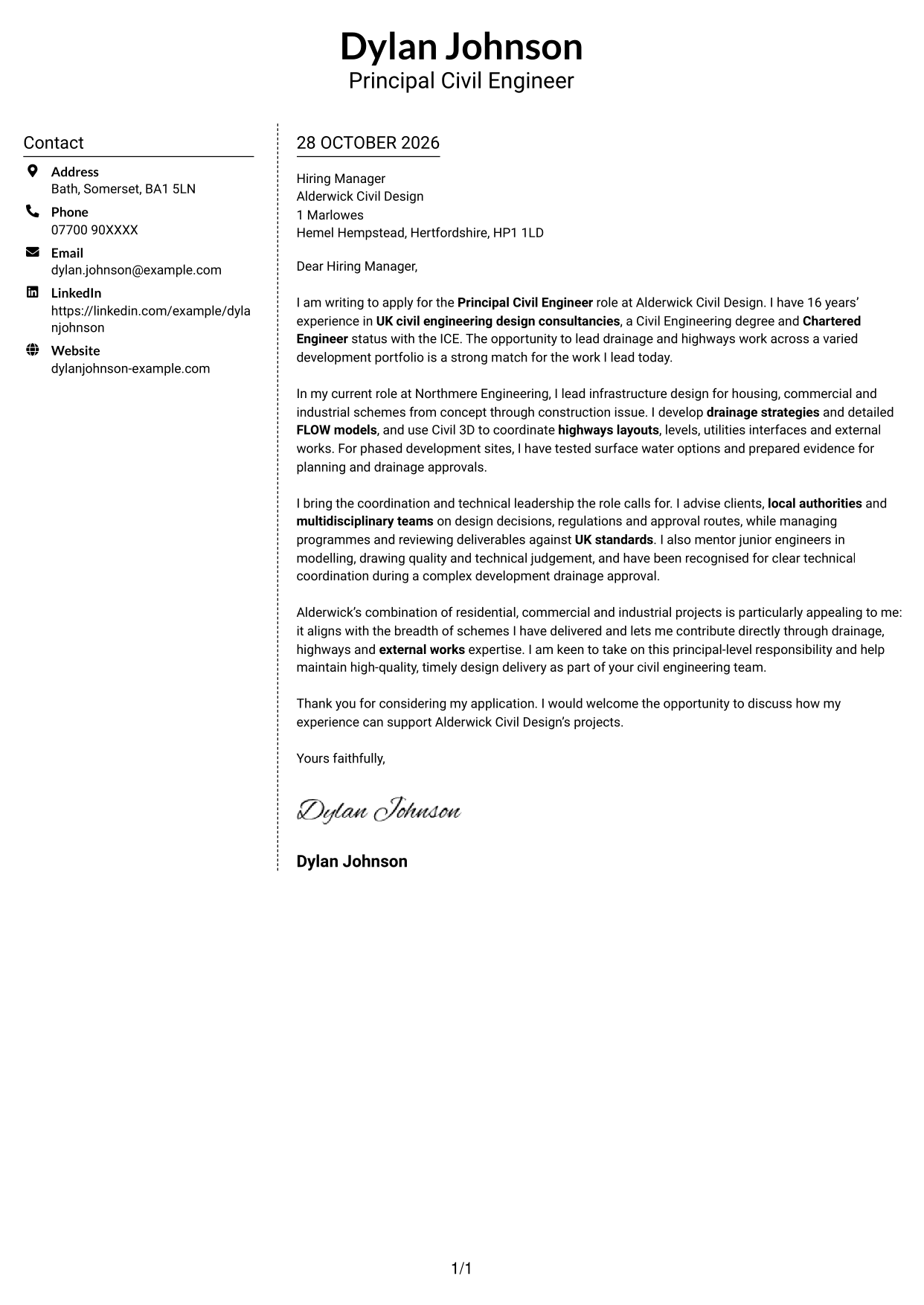 Cover letter example — page 1