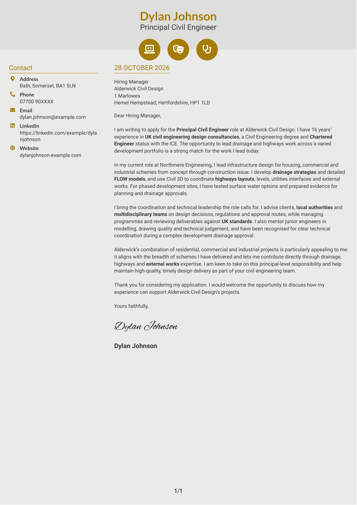 Cover letter example — page 1