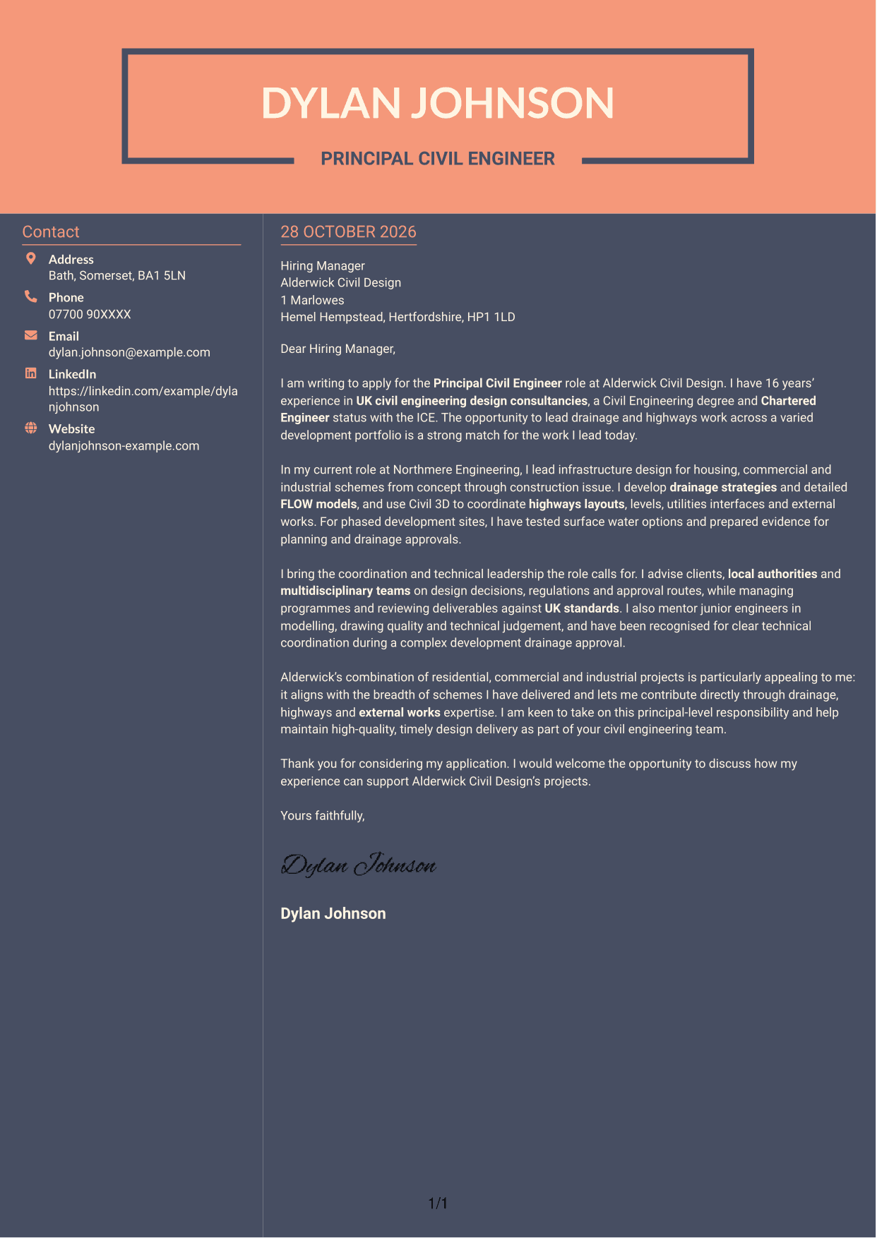 Cover letter example — page 1
