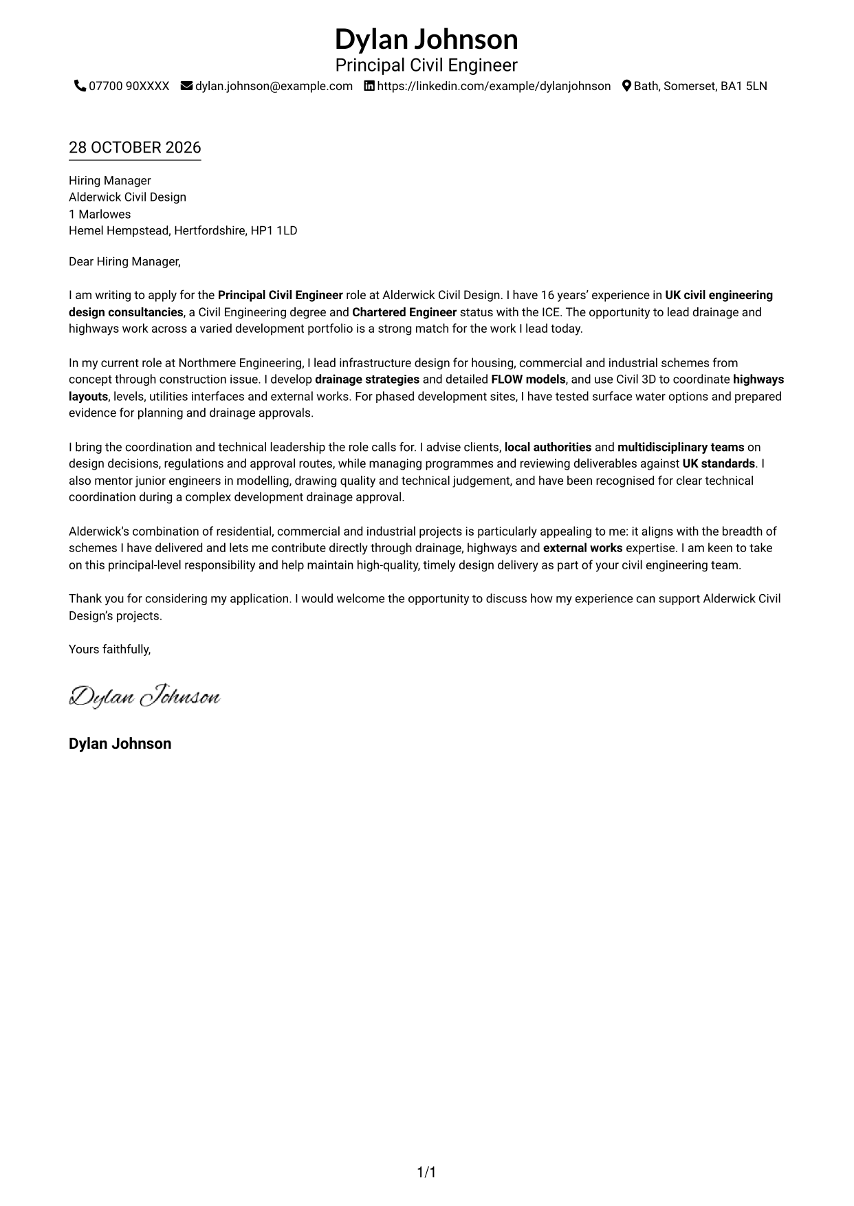 Cover letter example — page 1