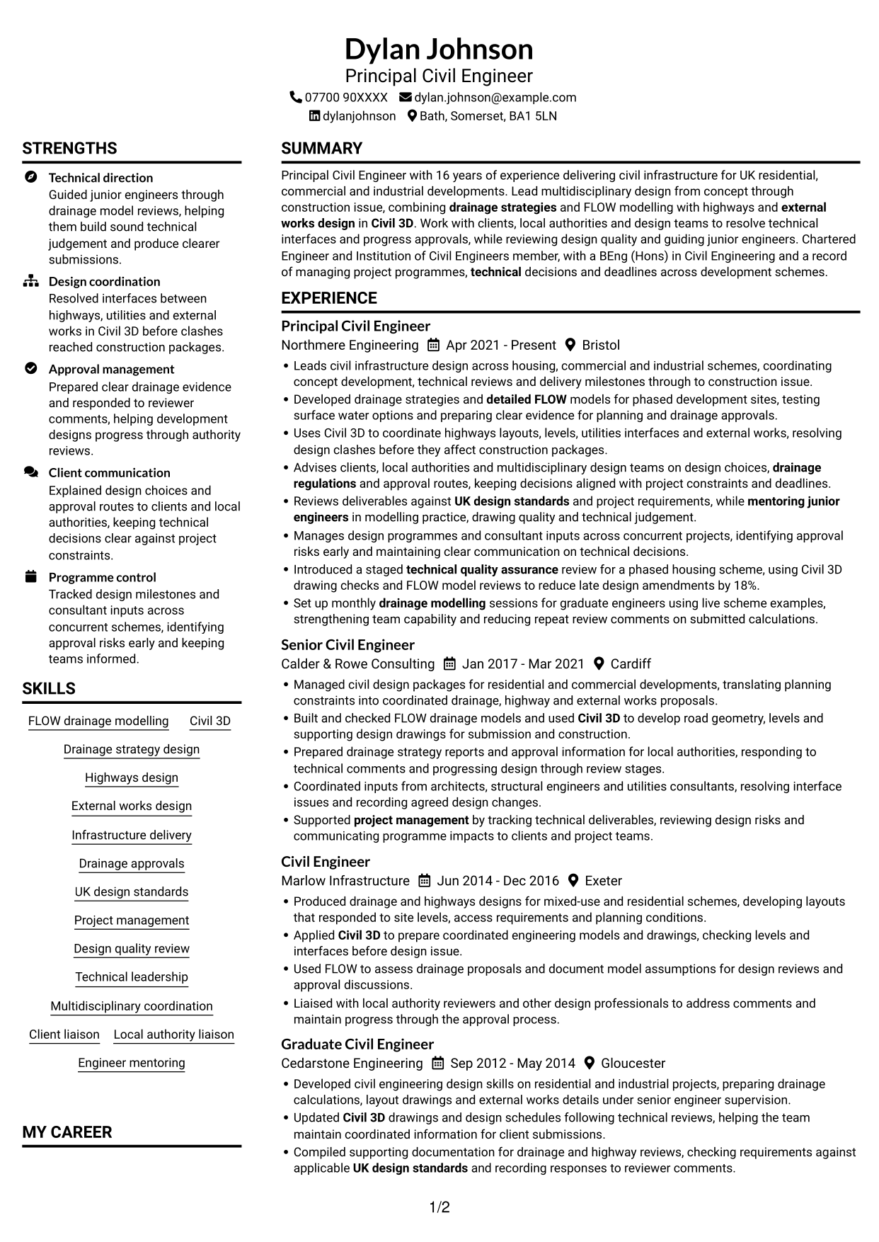 CV example — page 1