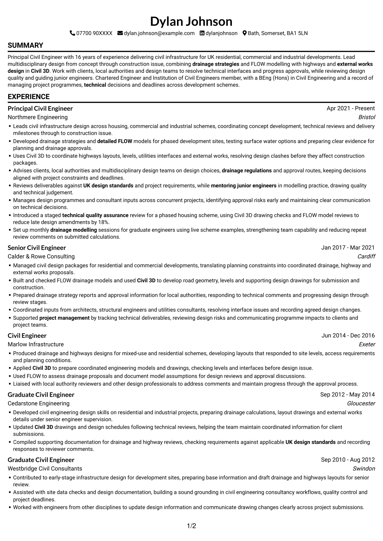 CV example — page 1