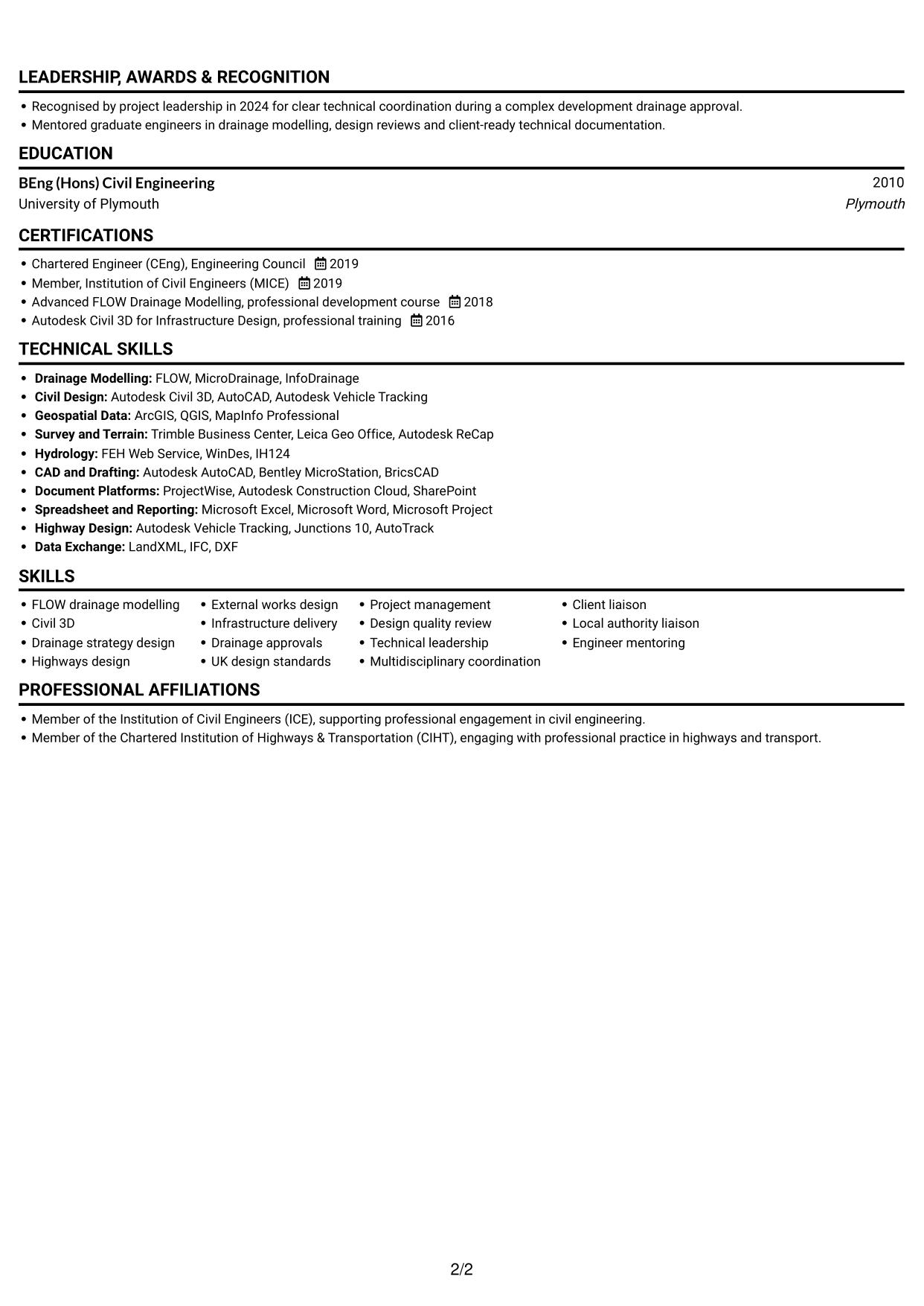 CV example — page 2