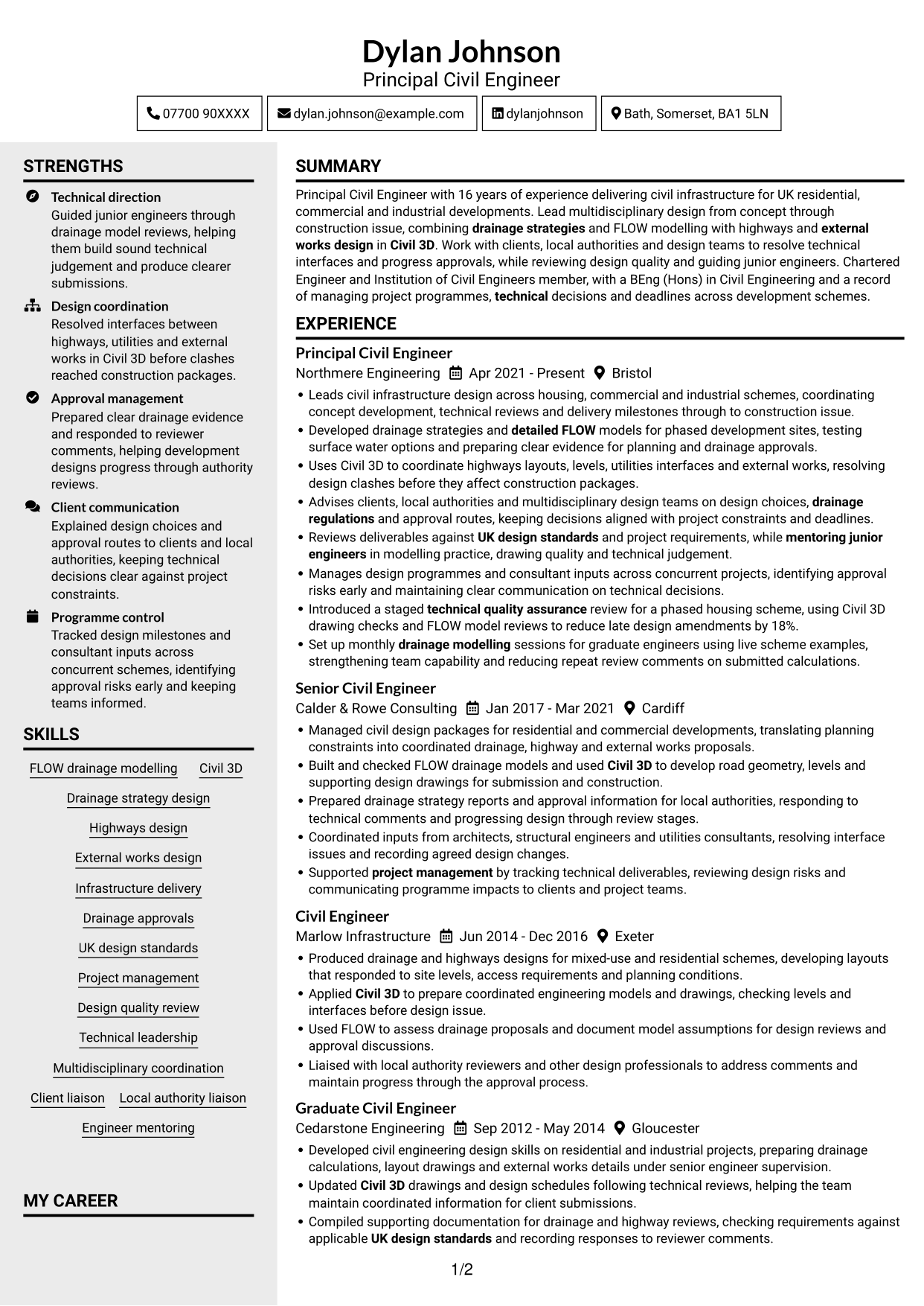 CV example — page 1