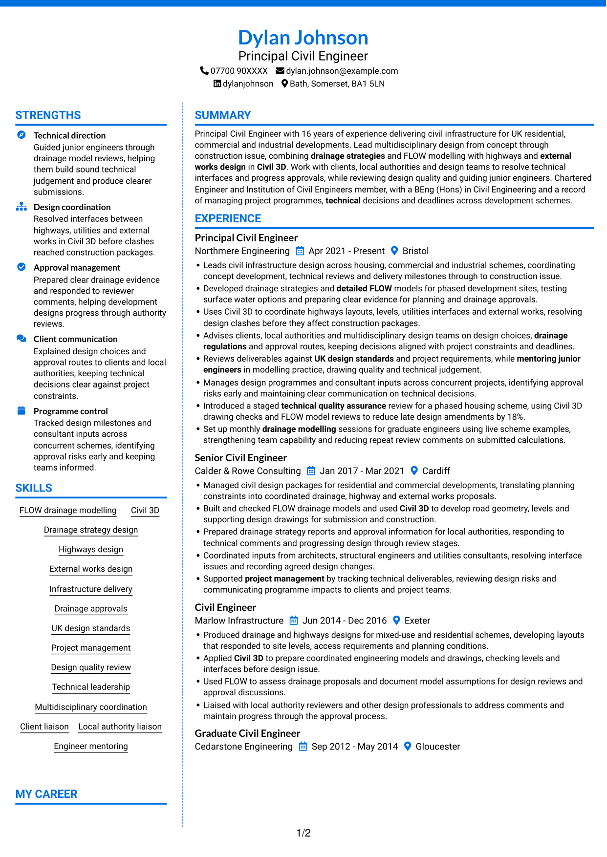 CV example — page 1