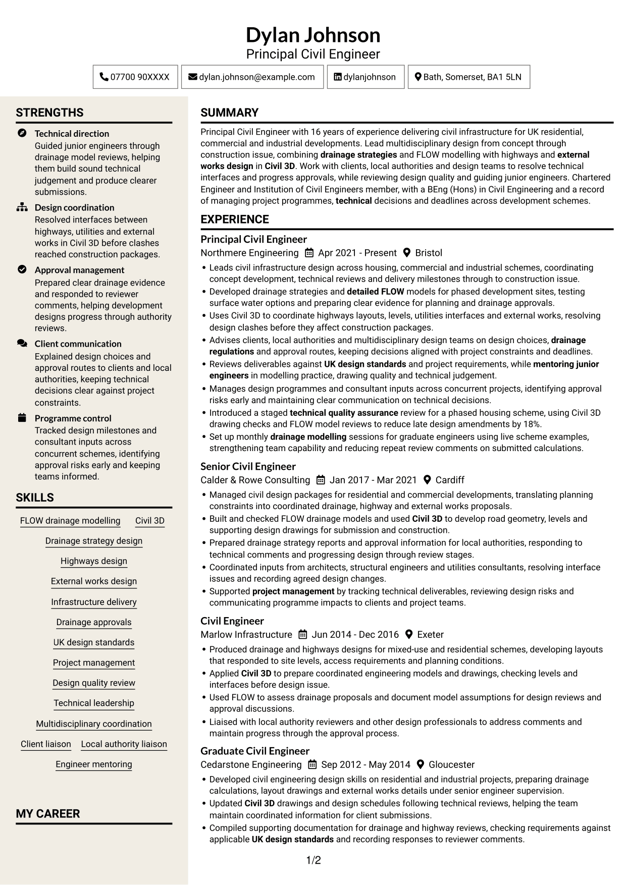 CV example — page 1