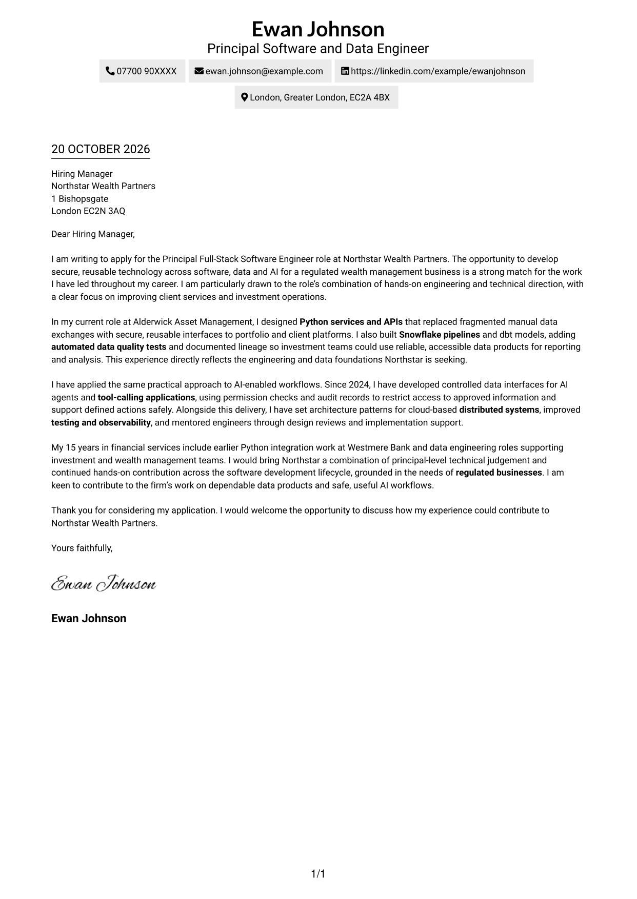 Cover letter example — page 1