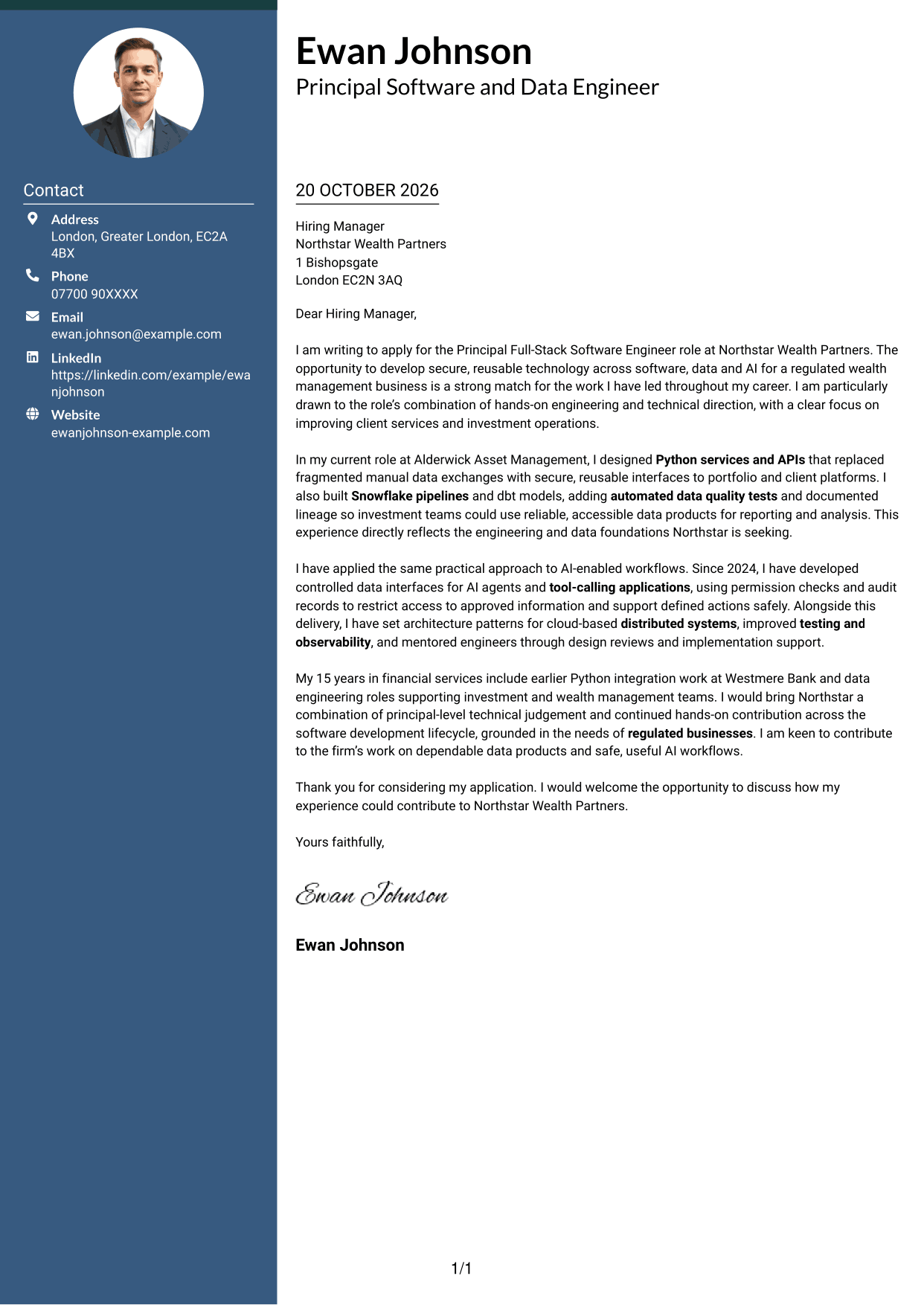 Cover letter example — page 1