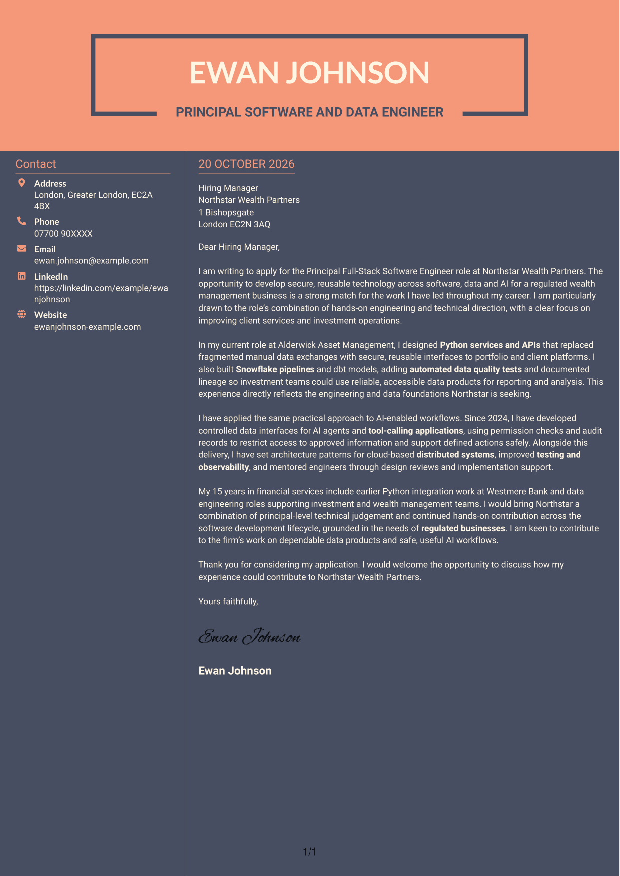Cover letter example — page 1