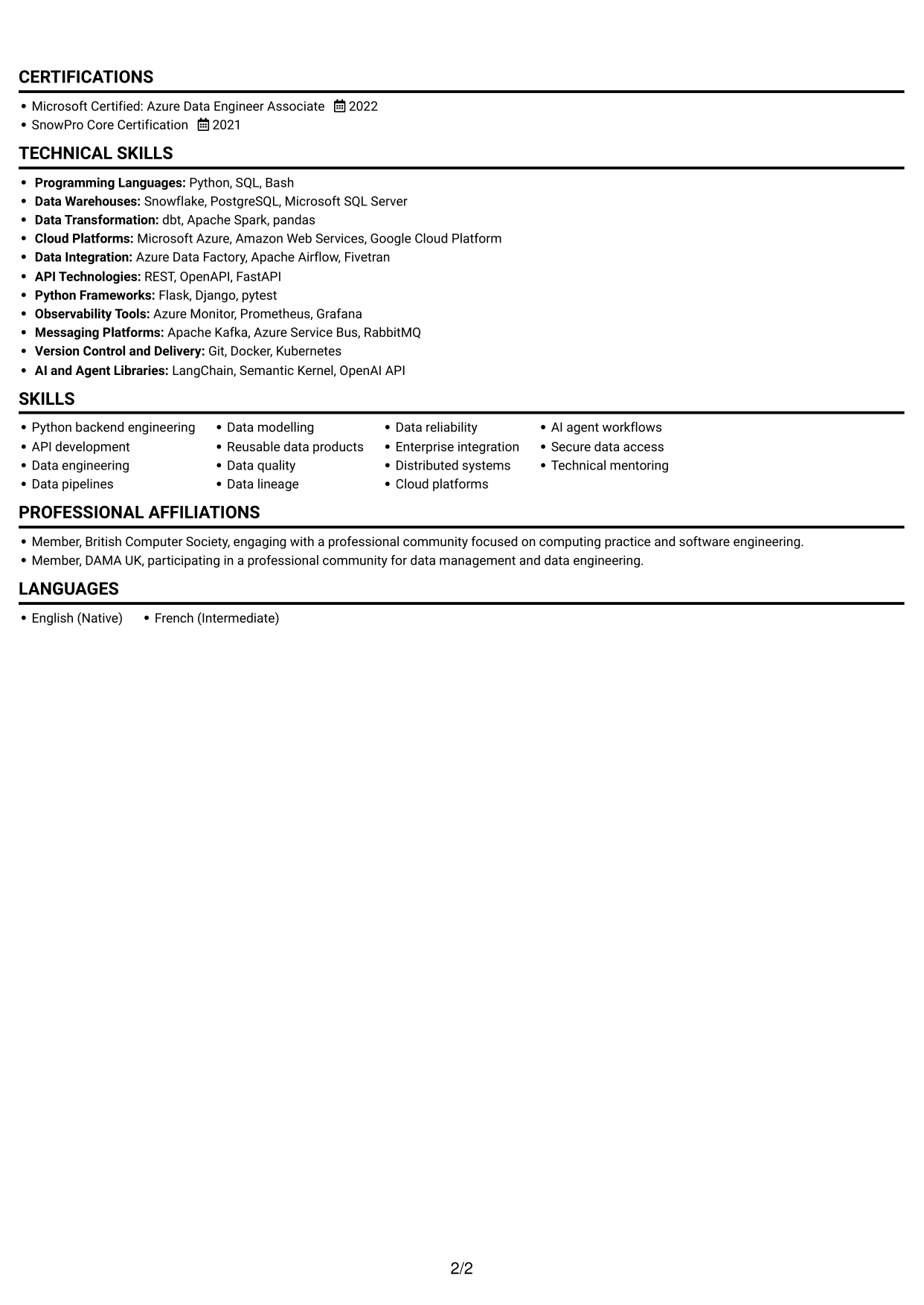 CV example — page 2