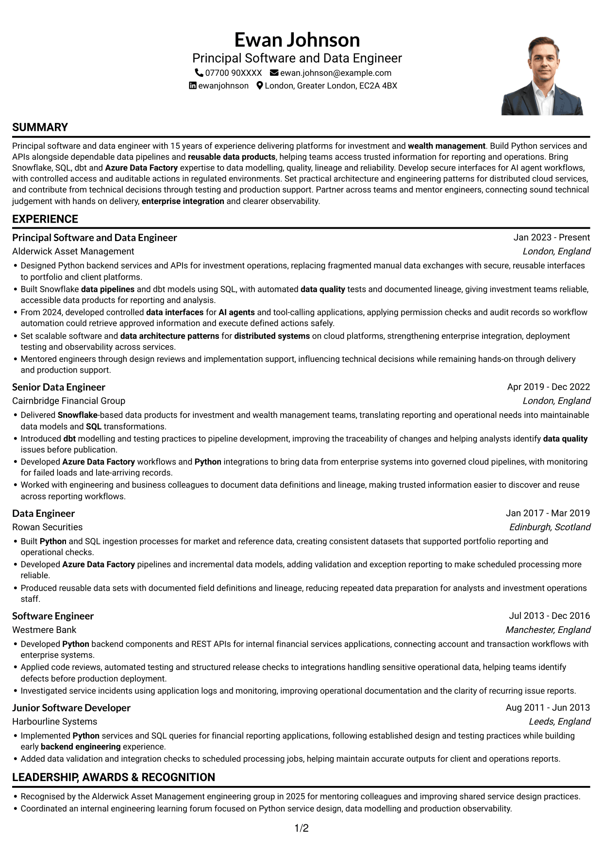 CV example — page 1