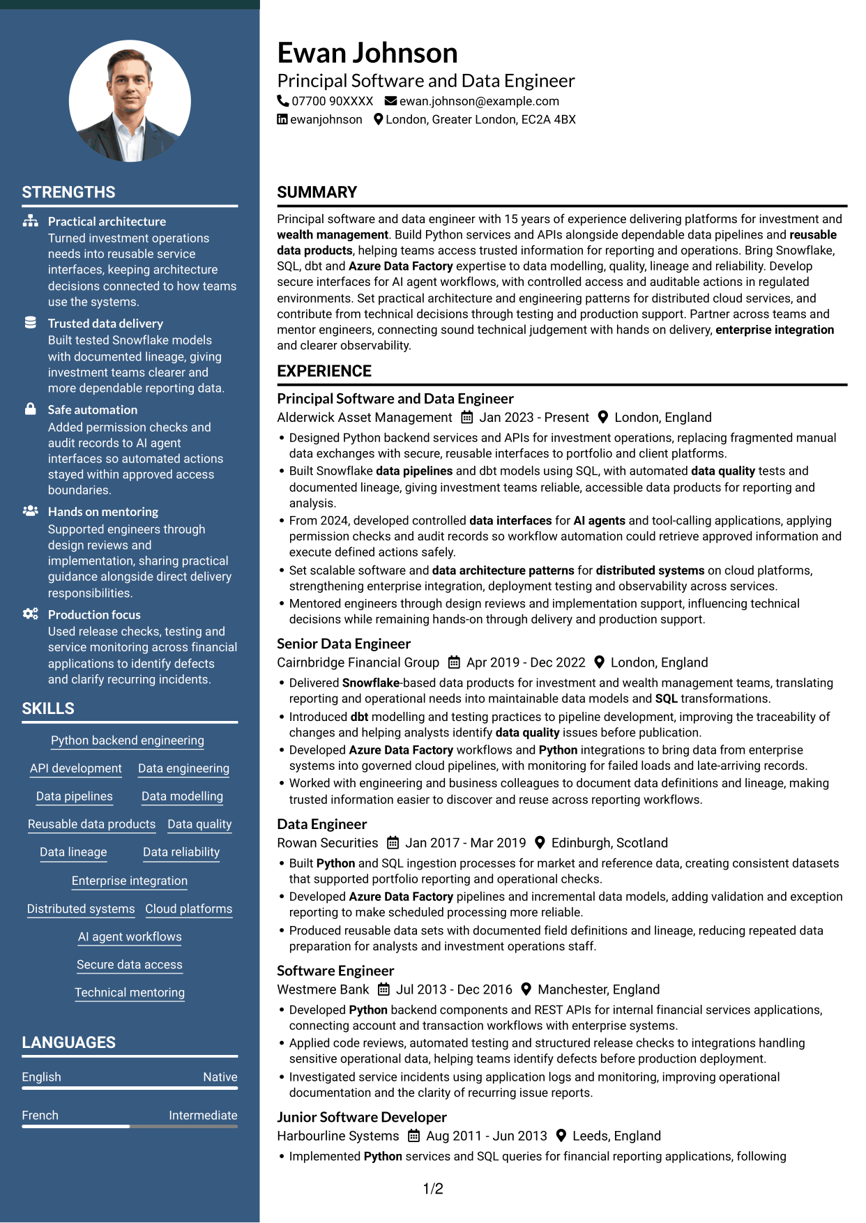 CV example — page 1