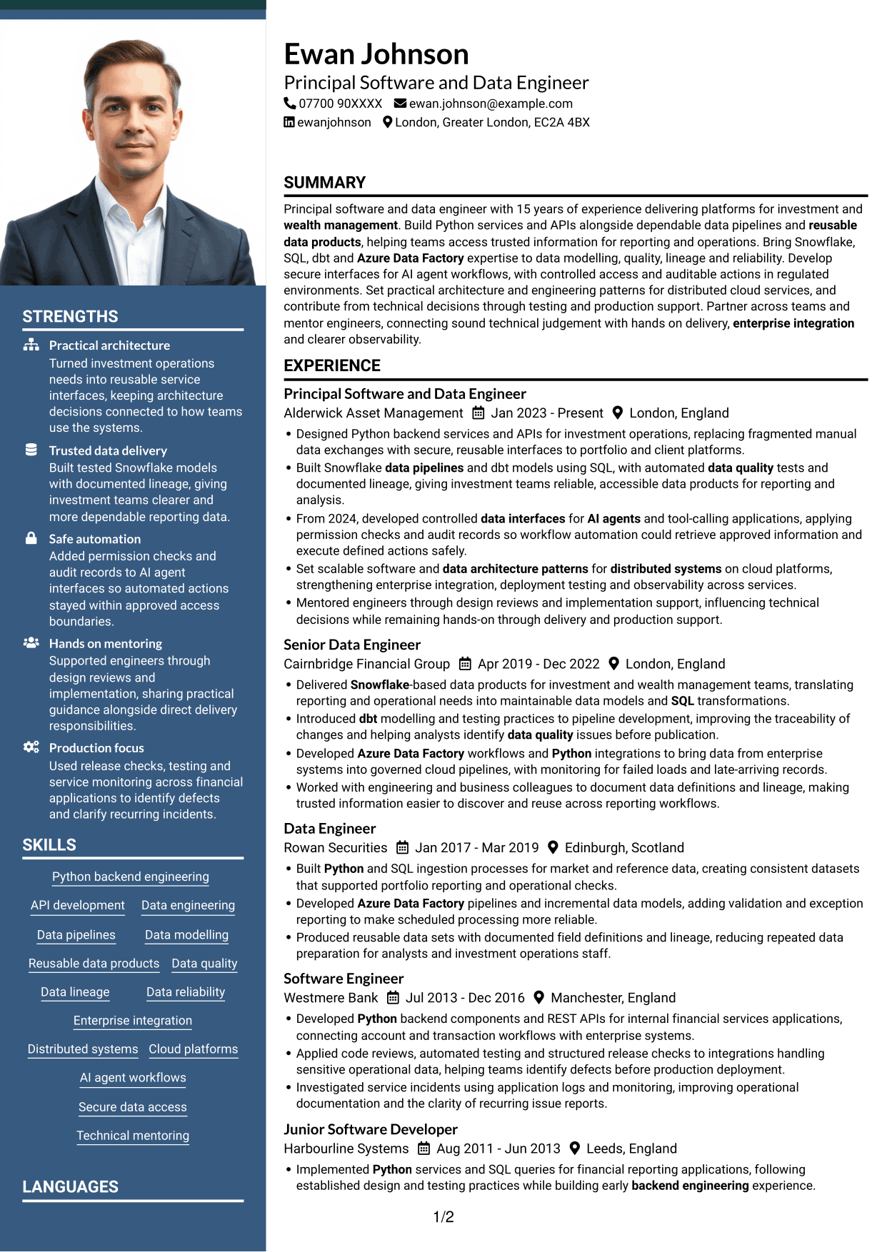 CV example — page 1