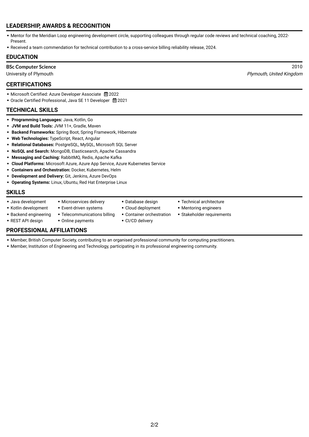 CV example — page 2