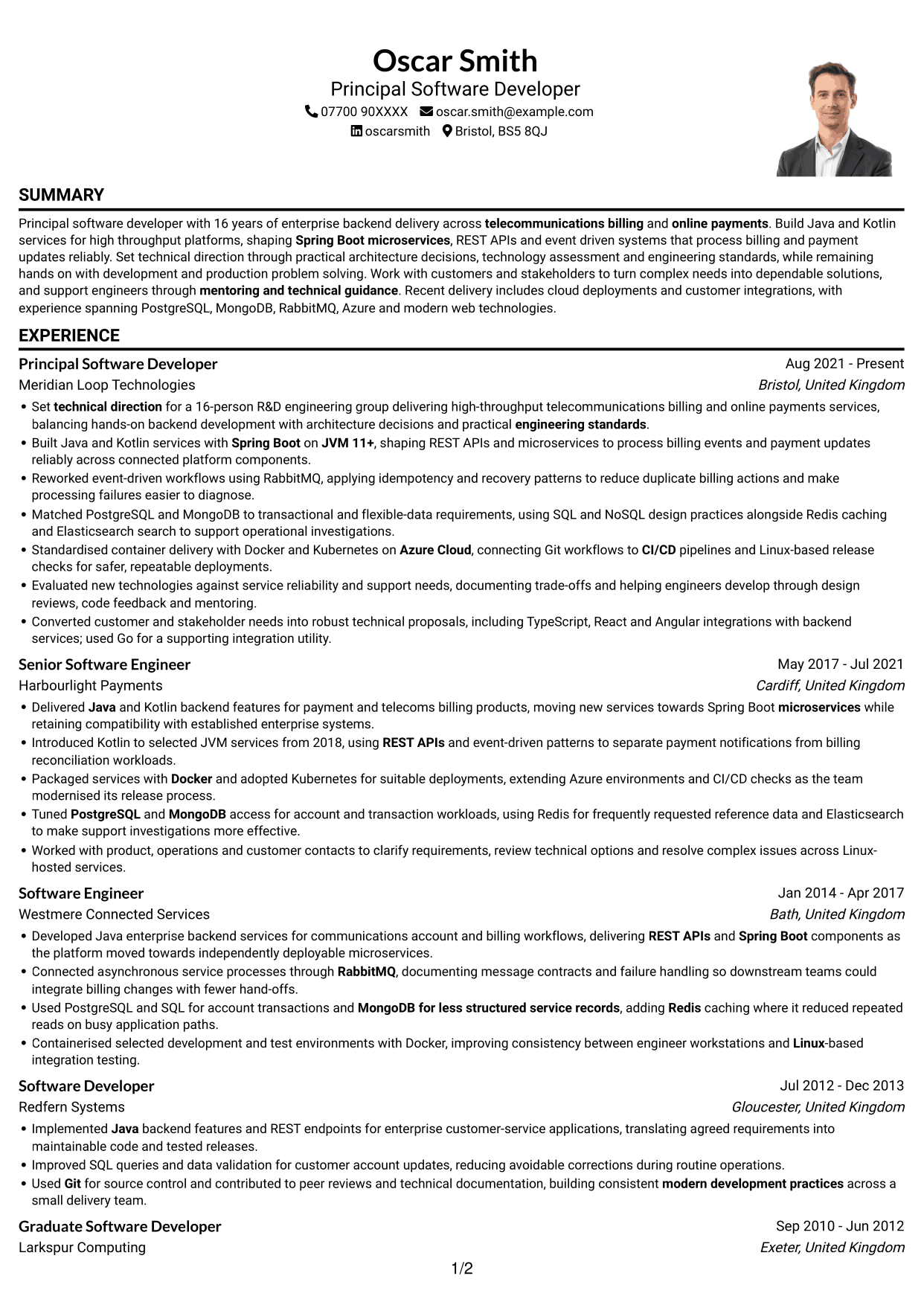 CV example — page 1