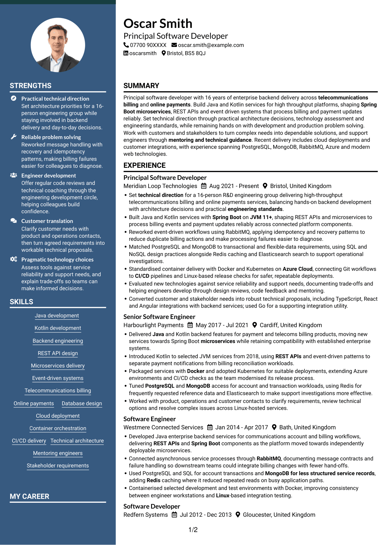 CV example — page 1